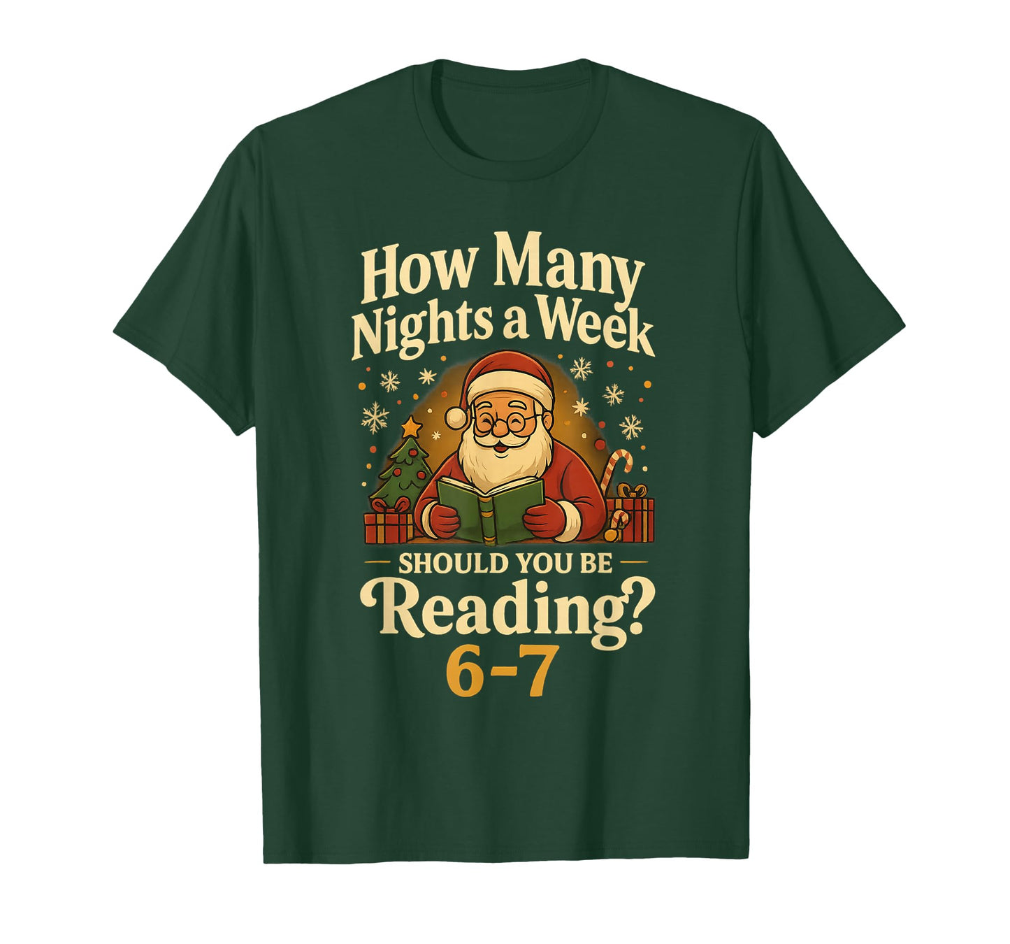 Funny Santa Reading 67 Meme Tee Christmas Teacher Book Lover T-Shirt