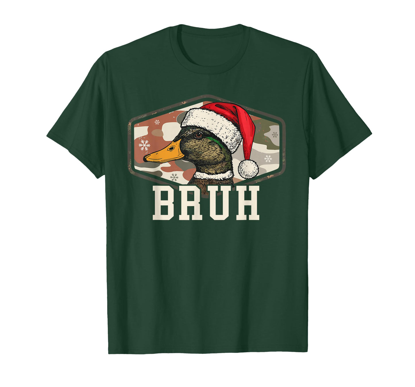 Bruh Santa Duck Hunting Camo Hat Men Women Kids Xmas Hunting T-Shirt