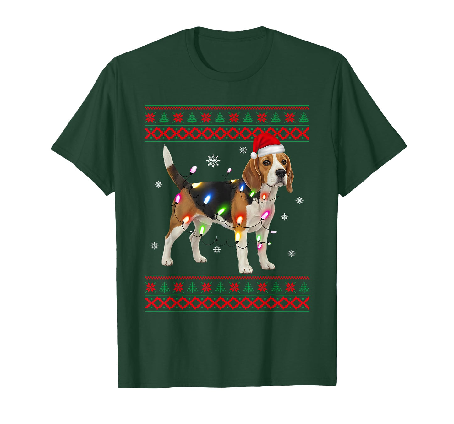 Beagle Christmas Sweater Beagle Christmas Tree Lights T-Shirt