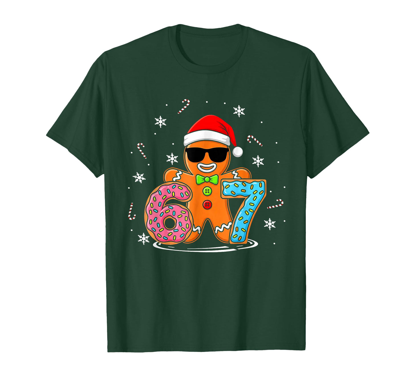 Funny Gingerbread 67 Six Seven Ice Cream Drip Christmas Boys T-Shirt