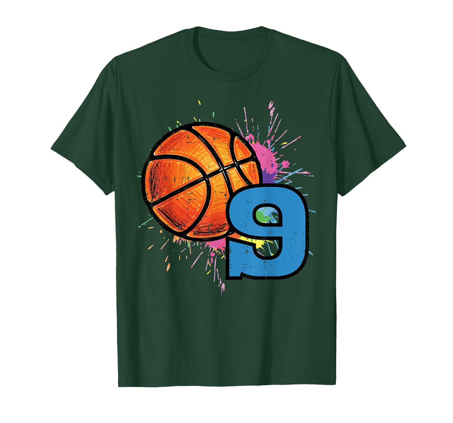 9th Birthday Basketball 9 Year Old Bday Sports Boys Kids T-Shirt