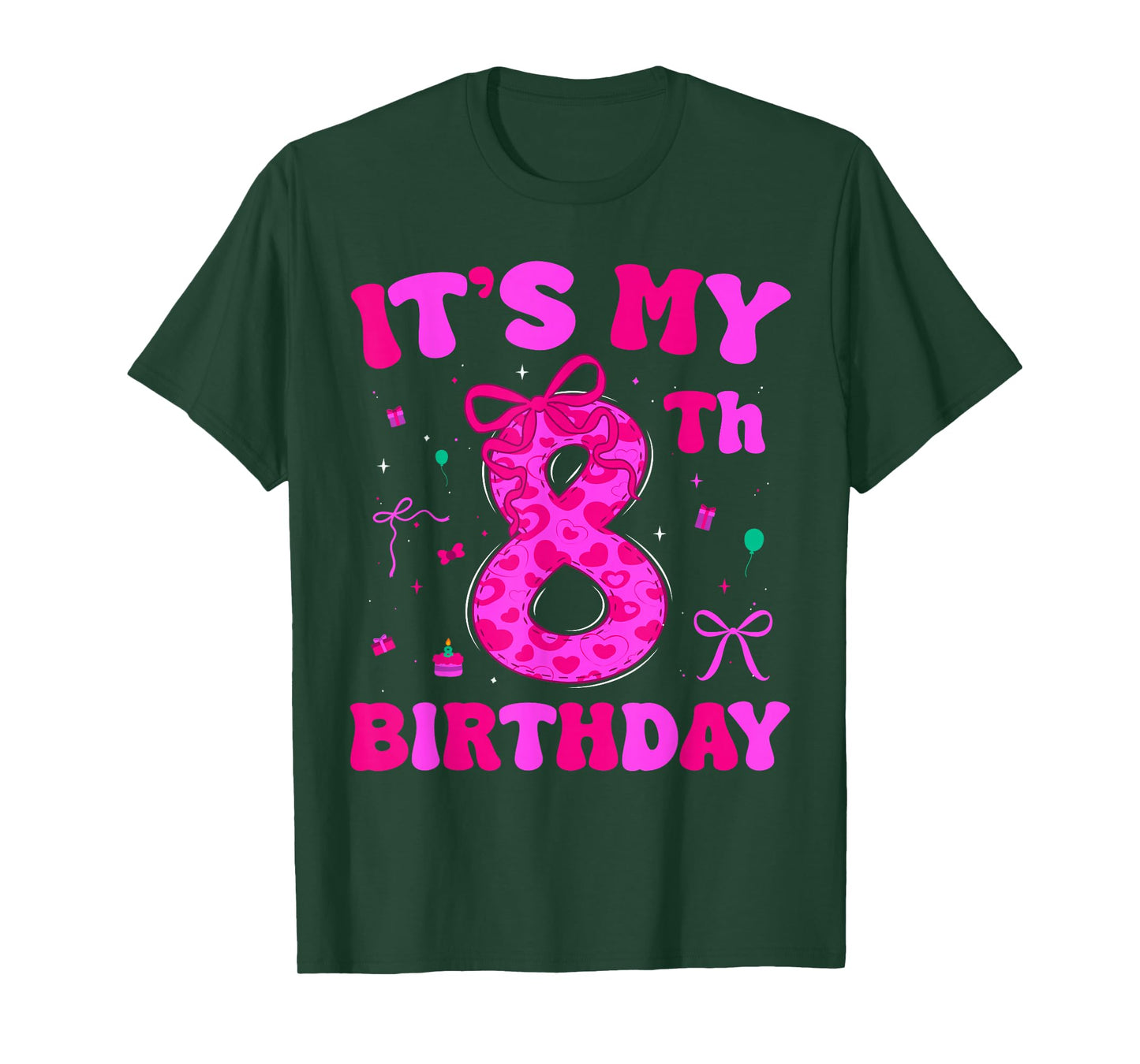 It's My 8th Birthday Coquette Bow 8th Birthday Girls T-Shirt