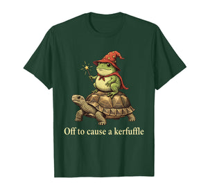 Off to Cause A Kerfuffle - Funny Meme Whimsical Frog Wizard T-Shirt