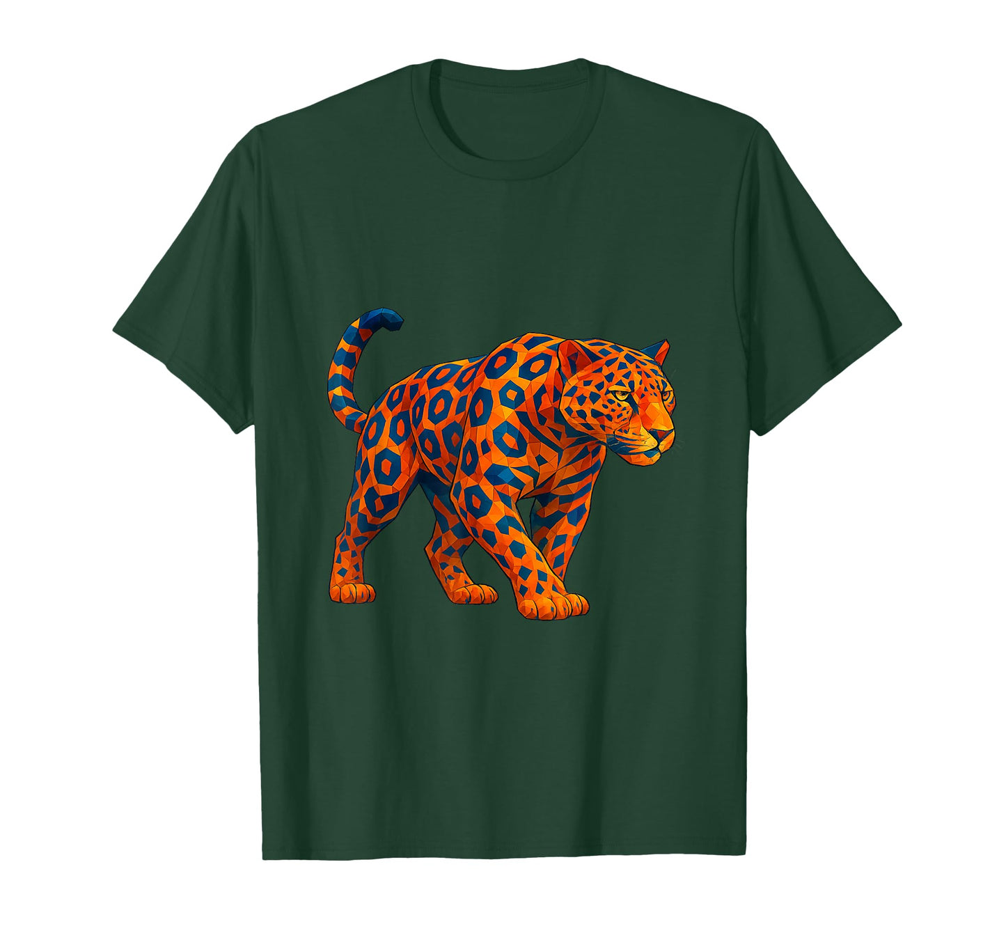 Geometric Leopard Jaguar Predator Polygon Abstract Art T-Shirt