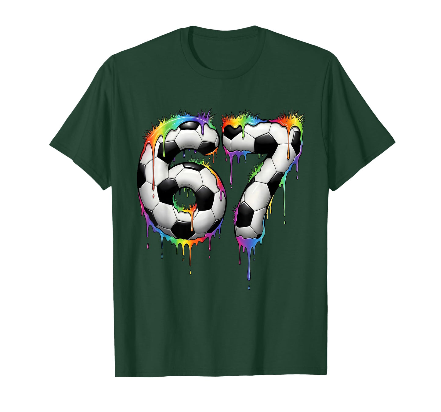 Soccer 67 Six Seven Funny Gen Alpha Meme Rainbow Drip T-Shirt