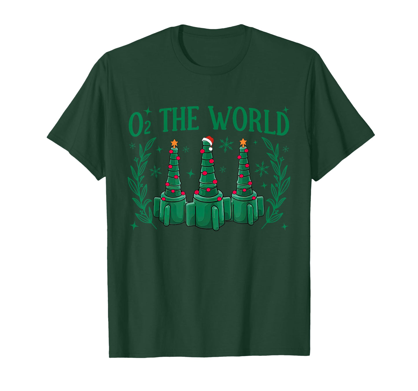 O2 The Work Christmas Tree Lights RT Respiratory Therapist T-Shirt