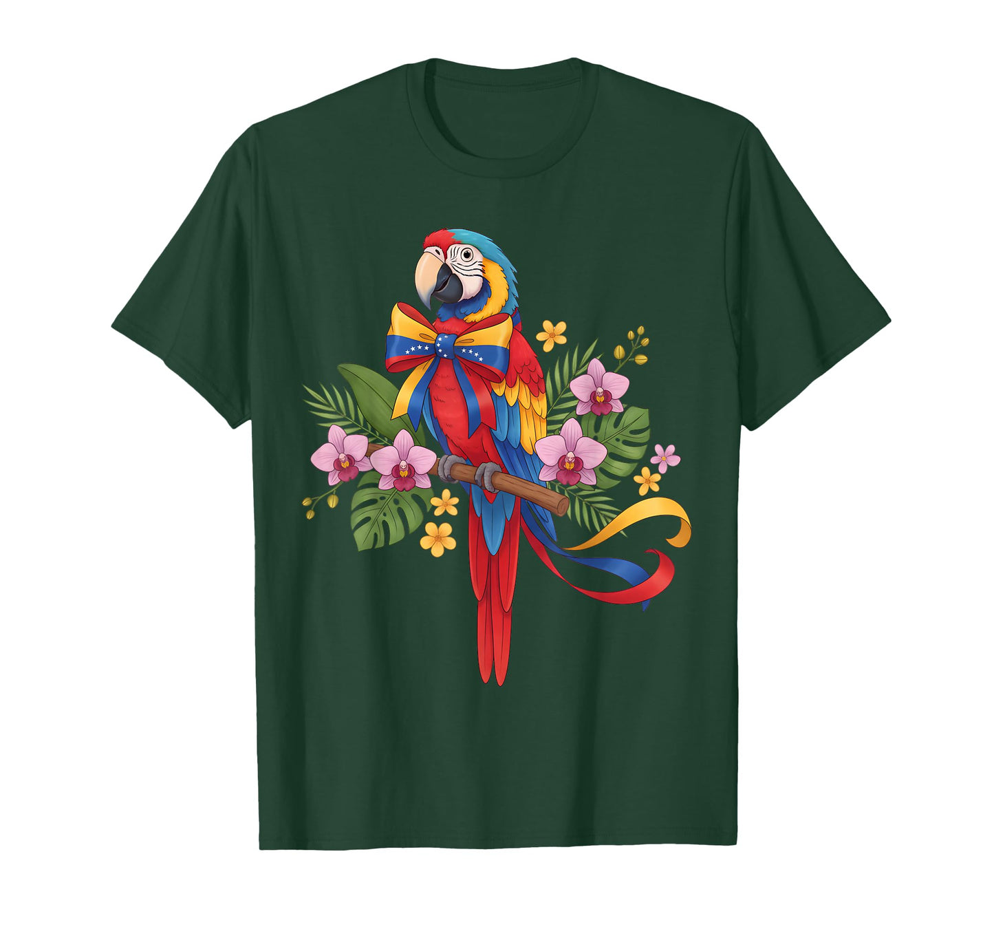 Venezuela Parrot Watercolor Flag Colors Tropical Floral T-Shirt