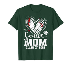 Senior Mom Class of 2026 Baseball Graduation Heart T-Shirt