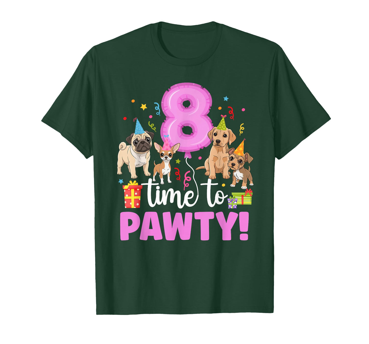 8th Dog Birthday Party Eight Year Old Puppy Birthday T-Shirt