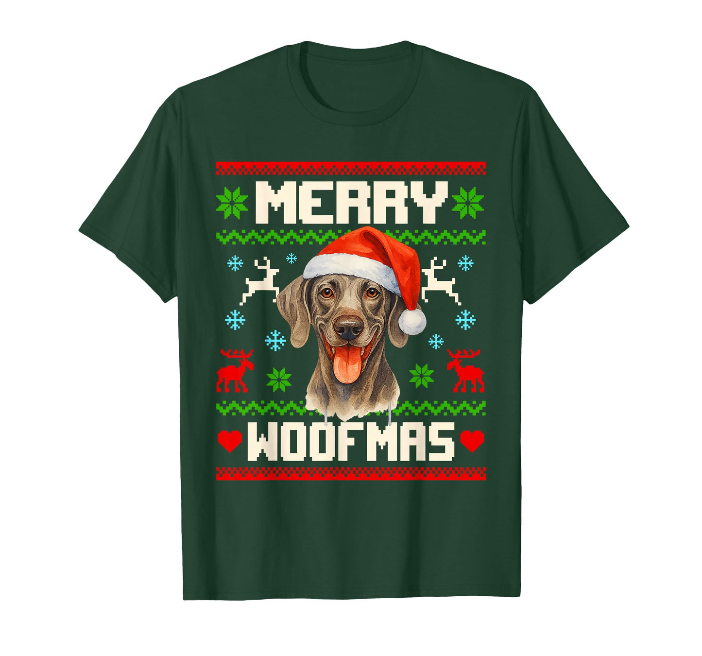 Weimaraner Dog Christmas Ugly Sweater Pet Dog Lover Xmas T-Shirt