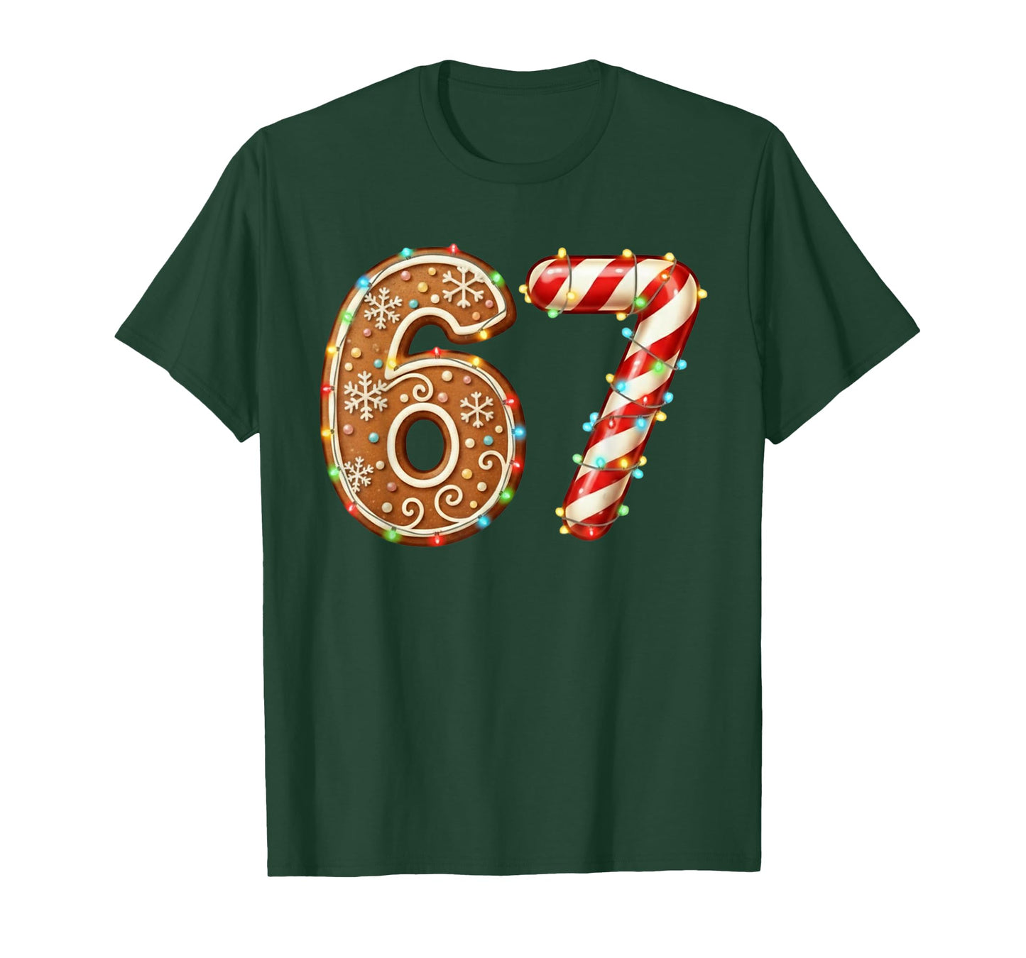 Six Seven Meme Gingerbread Candy Cane Christmas Kids T-Shirt