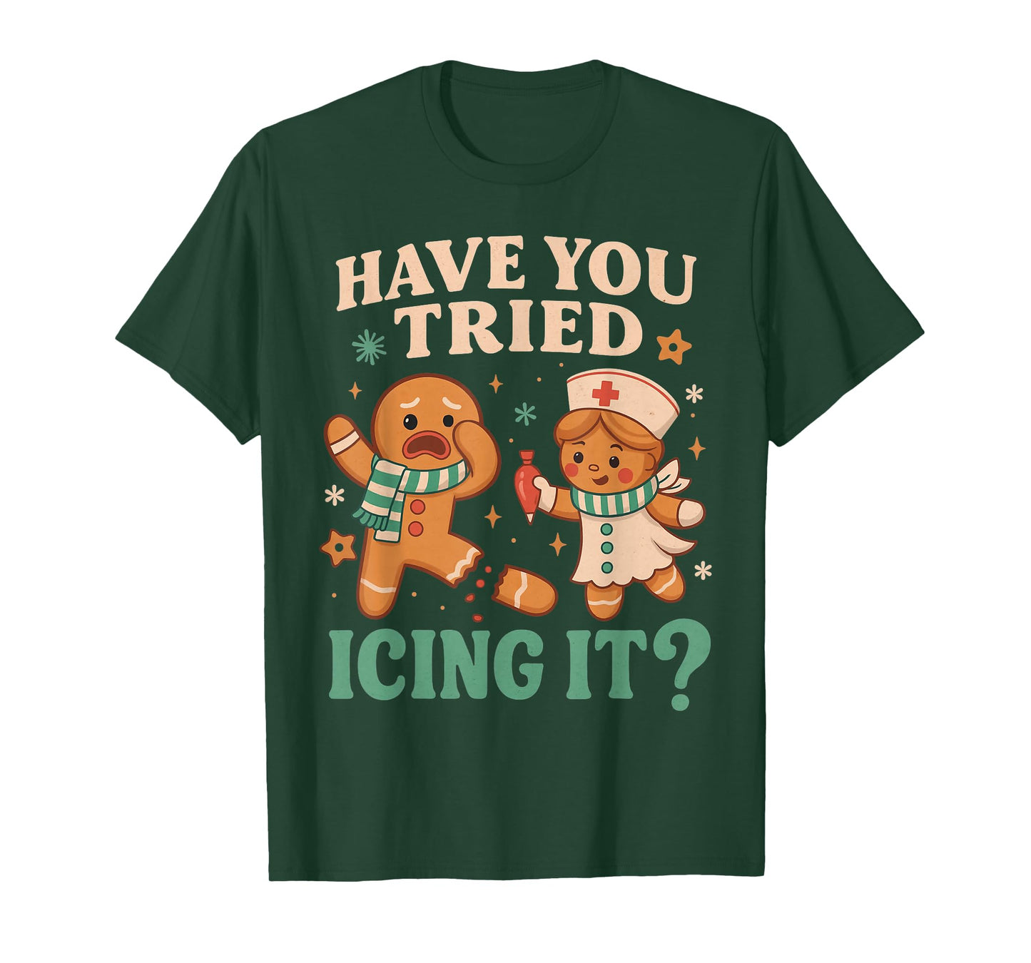 Funny Gingerbread Christmas Pun Have You Tried Icing It ? T-Shirt
