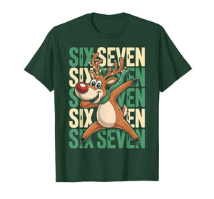 Funny Christmas Reindeer Dabbing Xmas Dab Six Seven 67 Bruh T-Shirt