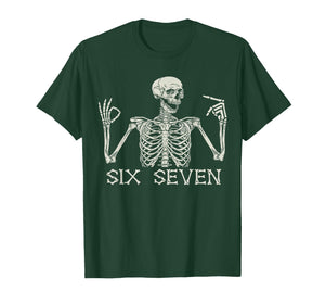 Six Seven 67 Hand Sign Skeleton Meme Halloween Costume Kids T-Shirt