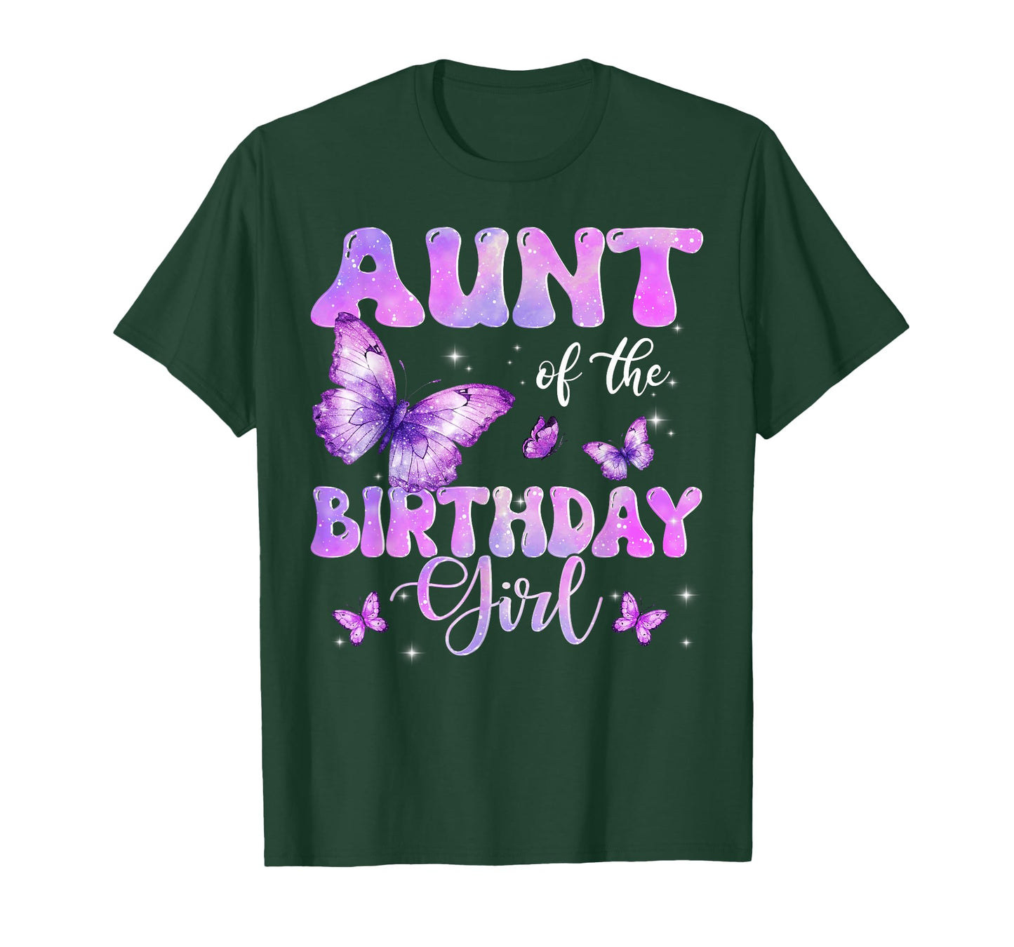 Aunt of The Birthday Girl Butterfly Family Matching T-Shirt