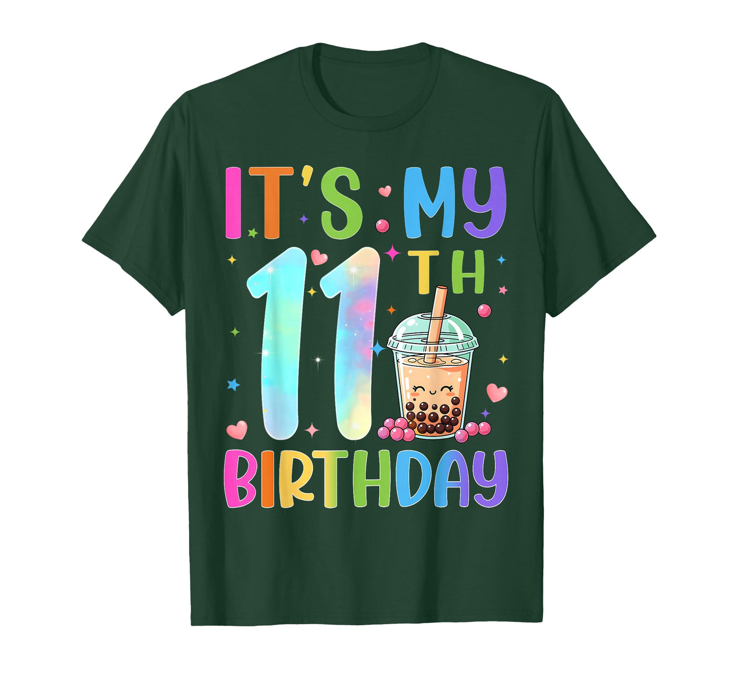 It's My 11th Birthday Bubble Boba Tea Party 11 Year Old Bday T-Shirt