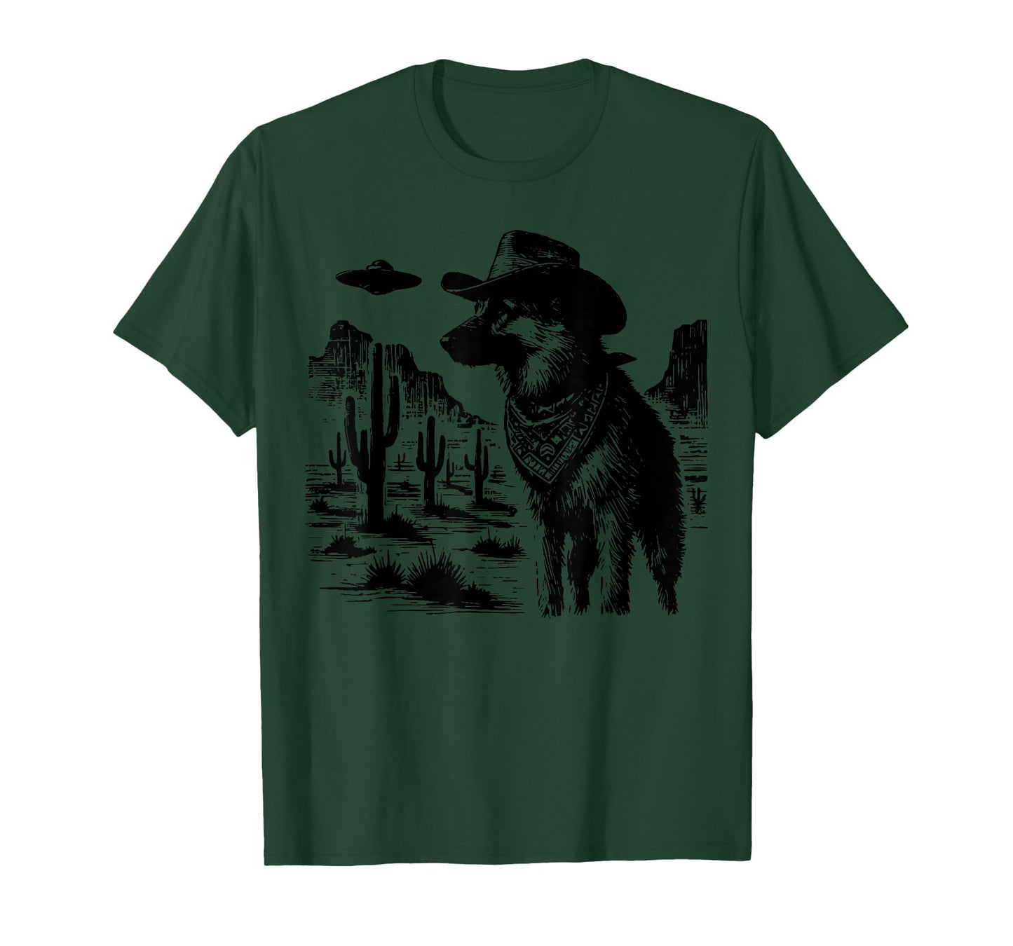 Western German Shepherd UFO Dog Alien Cowboy GSD Ranch T-Shirt