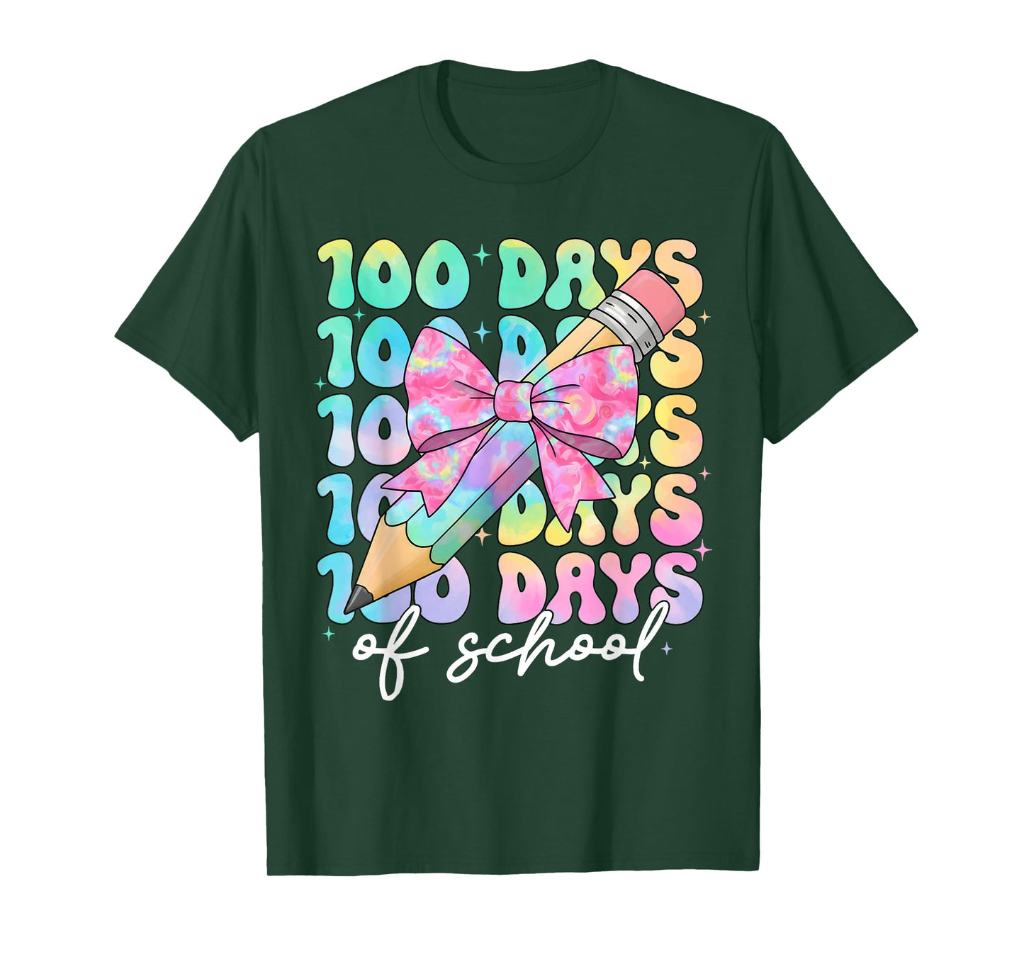 Girls 100th Day of School Teacher 100 Days of School Bows T-Shirt