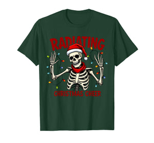 Funny Radiating Christmas Cheer Santa Skeleton Xmas Lights T-Shirt