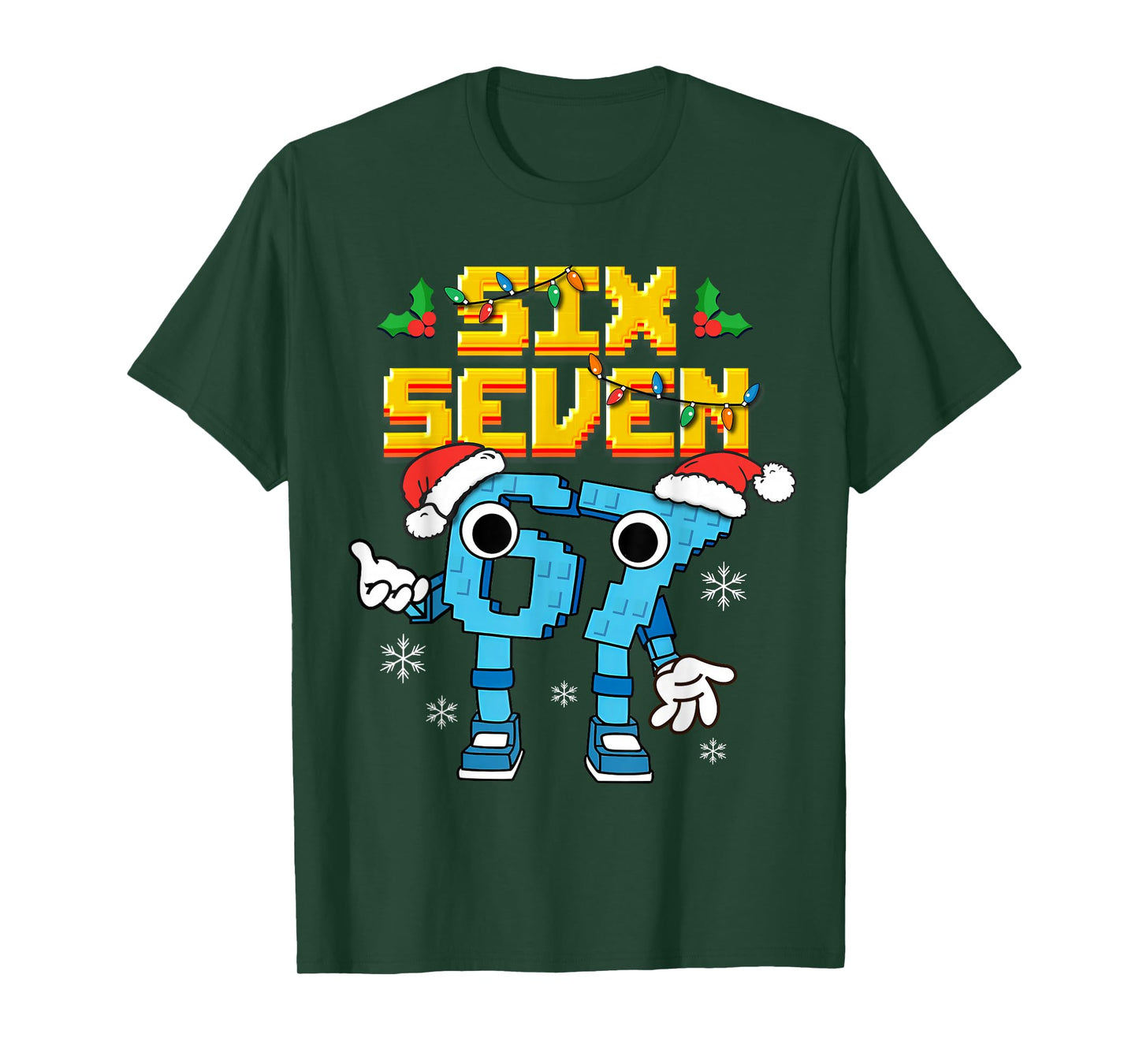 Boys Kids 67 Xmas Six Seven Meme Christmas Pajama Shirt T-Shirt