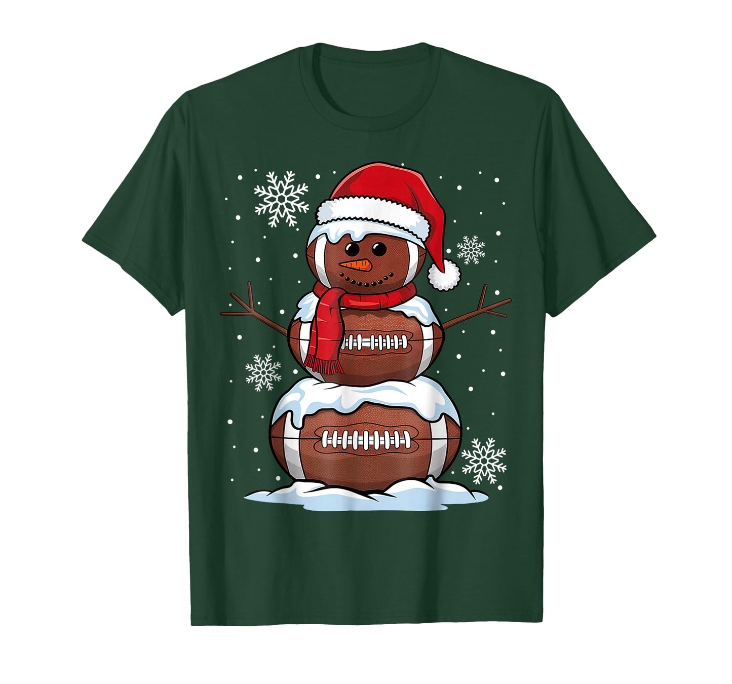 Merry Christmas Football Snowman Holiday Sports Xmas Pajamas T-Shirt