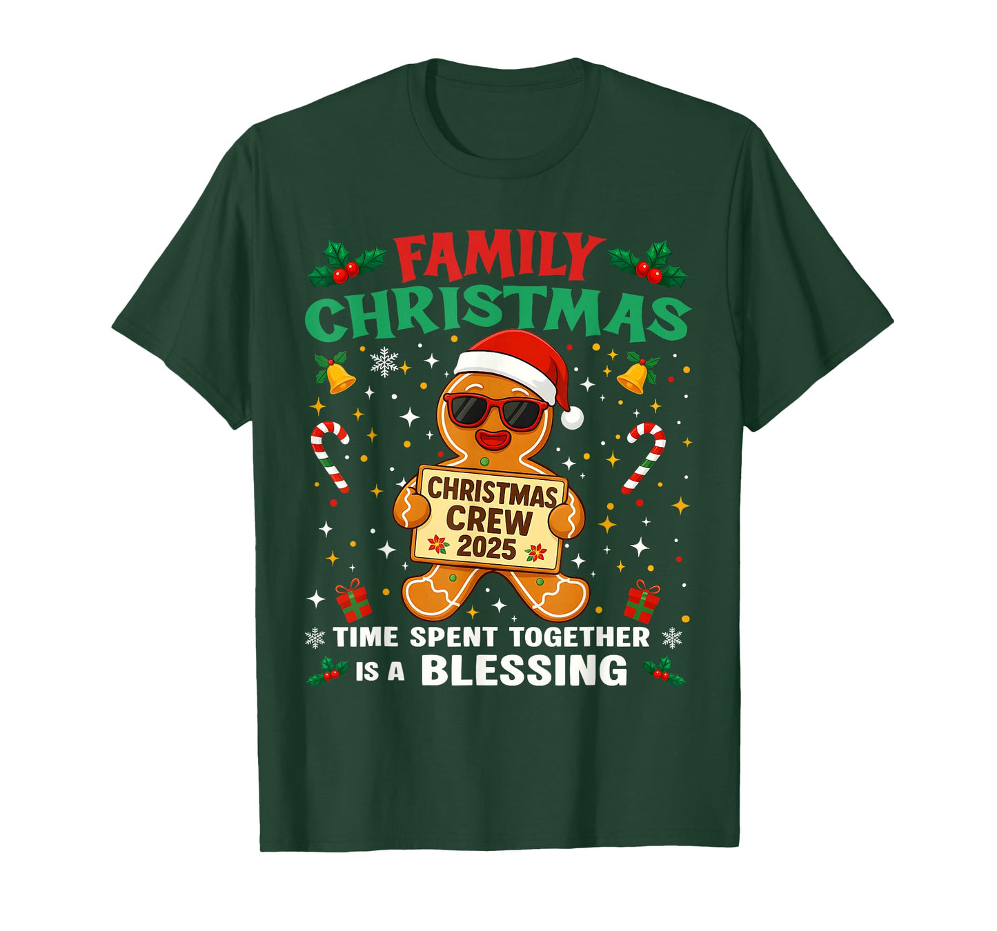 Funny Family Christmas Crew 2025 Santa Xmas Gingerbread Man T-Shirt