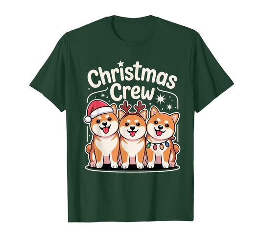 Christmas Crew Xmas Puppy Fox Dog Funny Christmas Shiba Inu T-Shirt