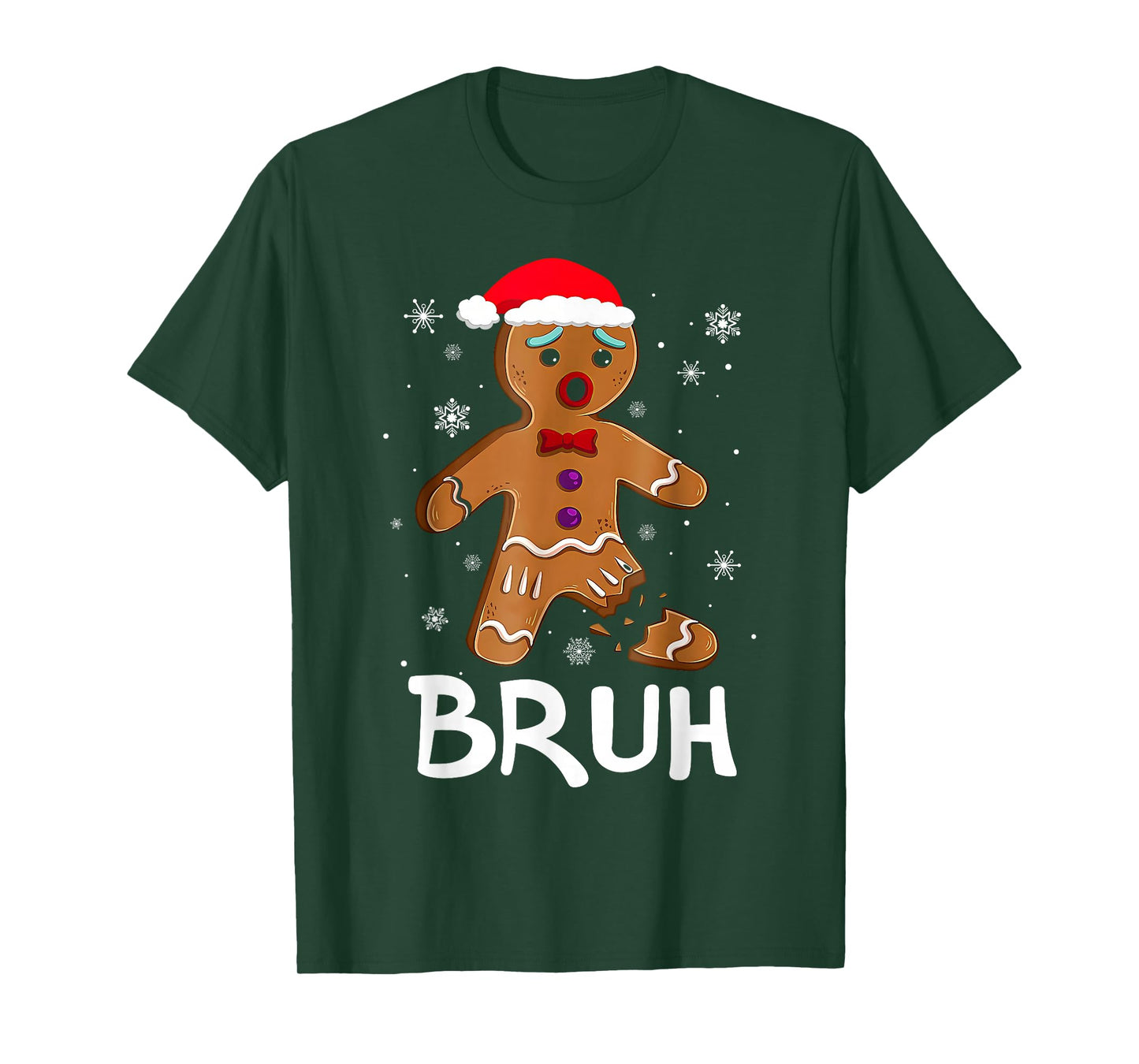 Bruh Funny Christmas Gingerbread Man Teens Boys Kids T-Shirt