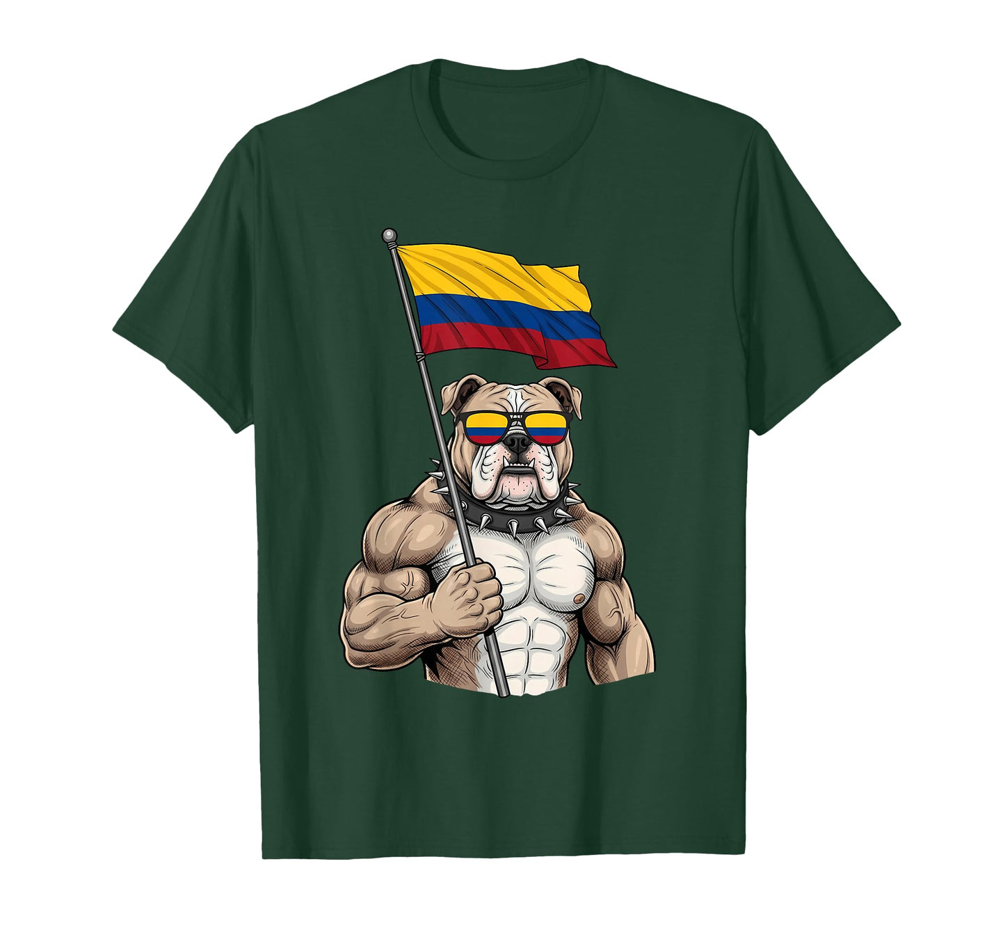 Colombia Flag Bulldog Colombian Roots Colombian Pride T-Shirt