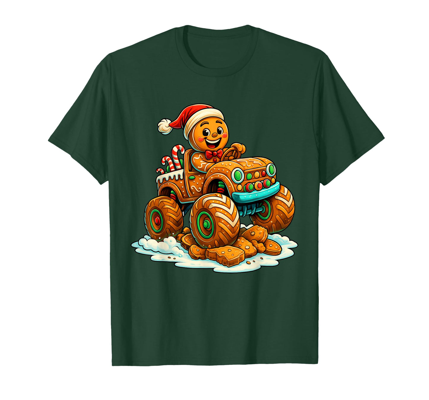 Gingerbread Truck Christmas Candy Cane Cookie Holiday Boys T-Shirt