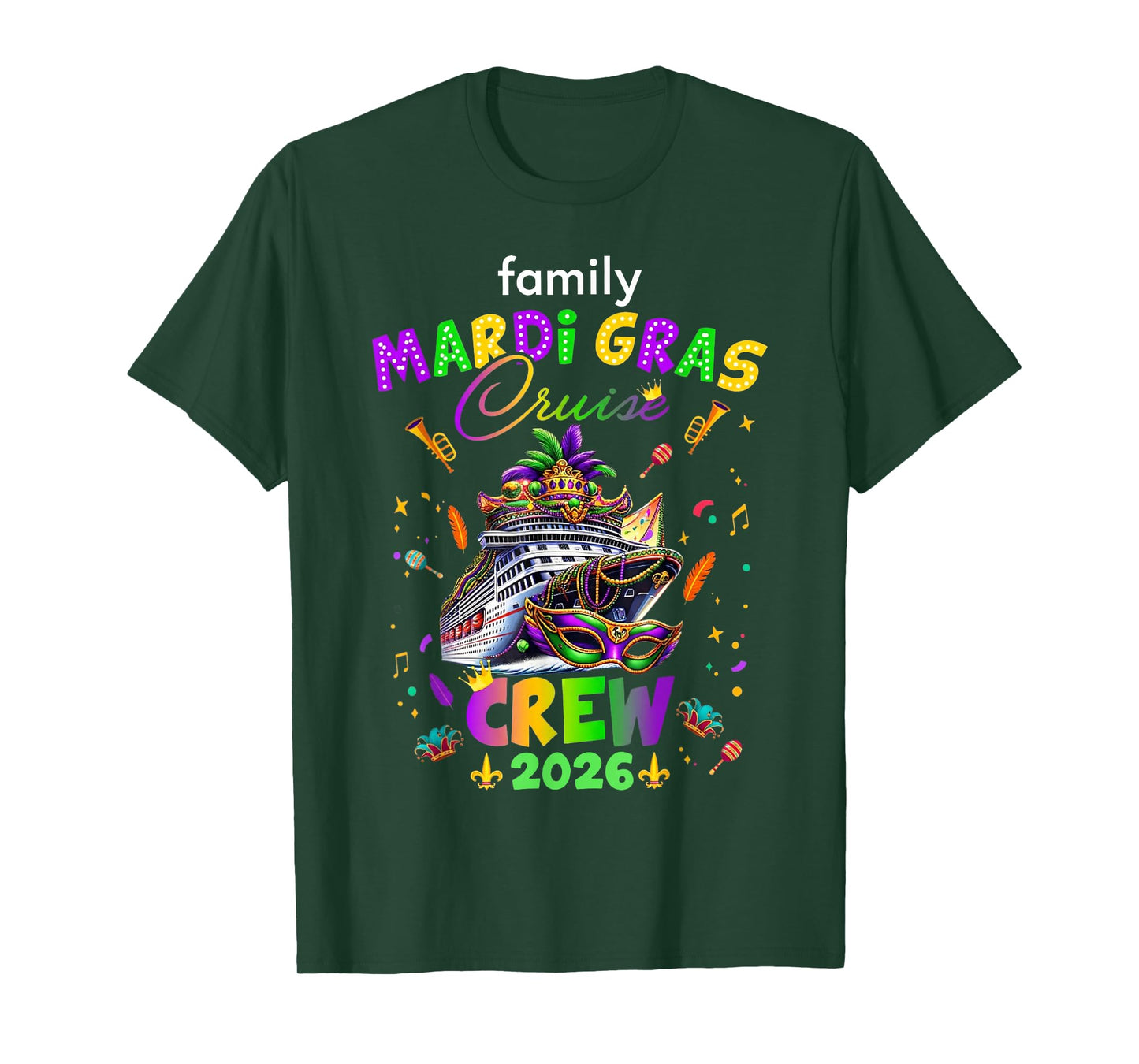 Family Mardi Gras Cruise Crew 2026 Matching Carnival Party T-Shirt