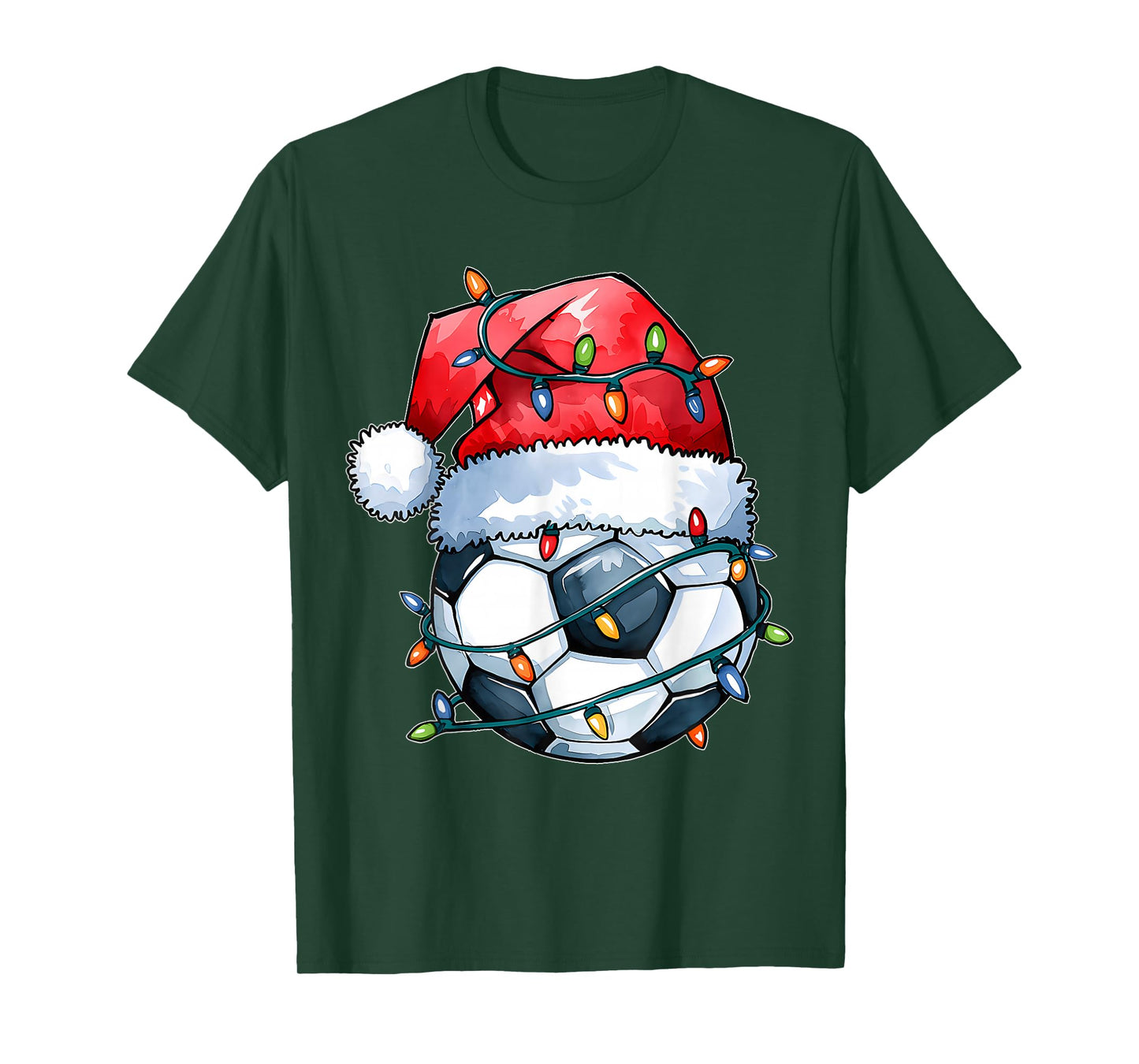 Soccer Ball Santa Hat Xmas Funny Christmas Soccer Lover T-Shirt