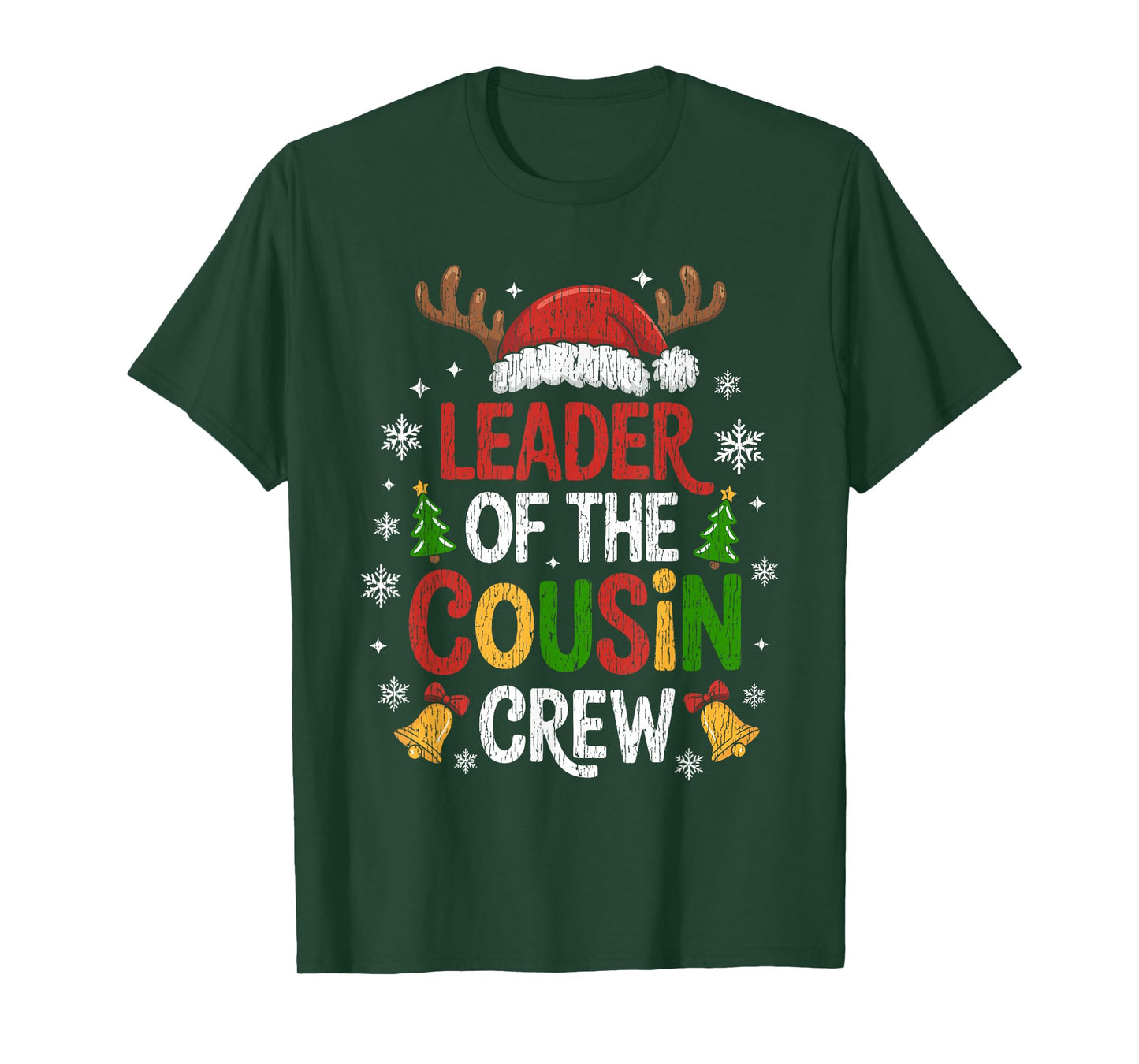 Leader of The Cousin Crew Christmas Family Matching Xmas T-Shirt