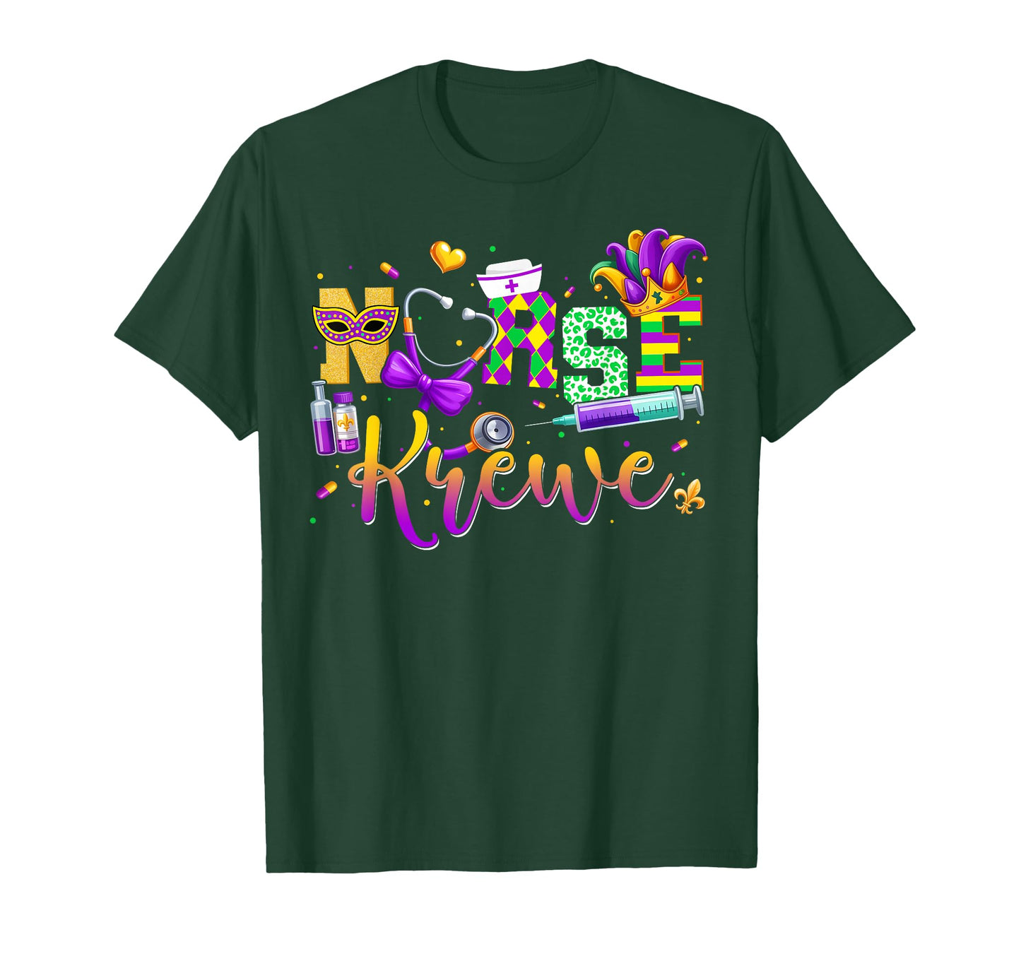 Mardi Gras Nurse Krewe Stethoscope New Orleans Men Women T-Shirt