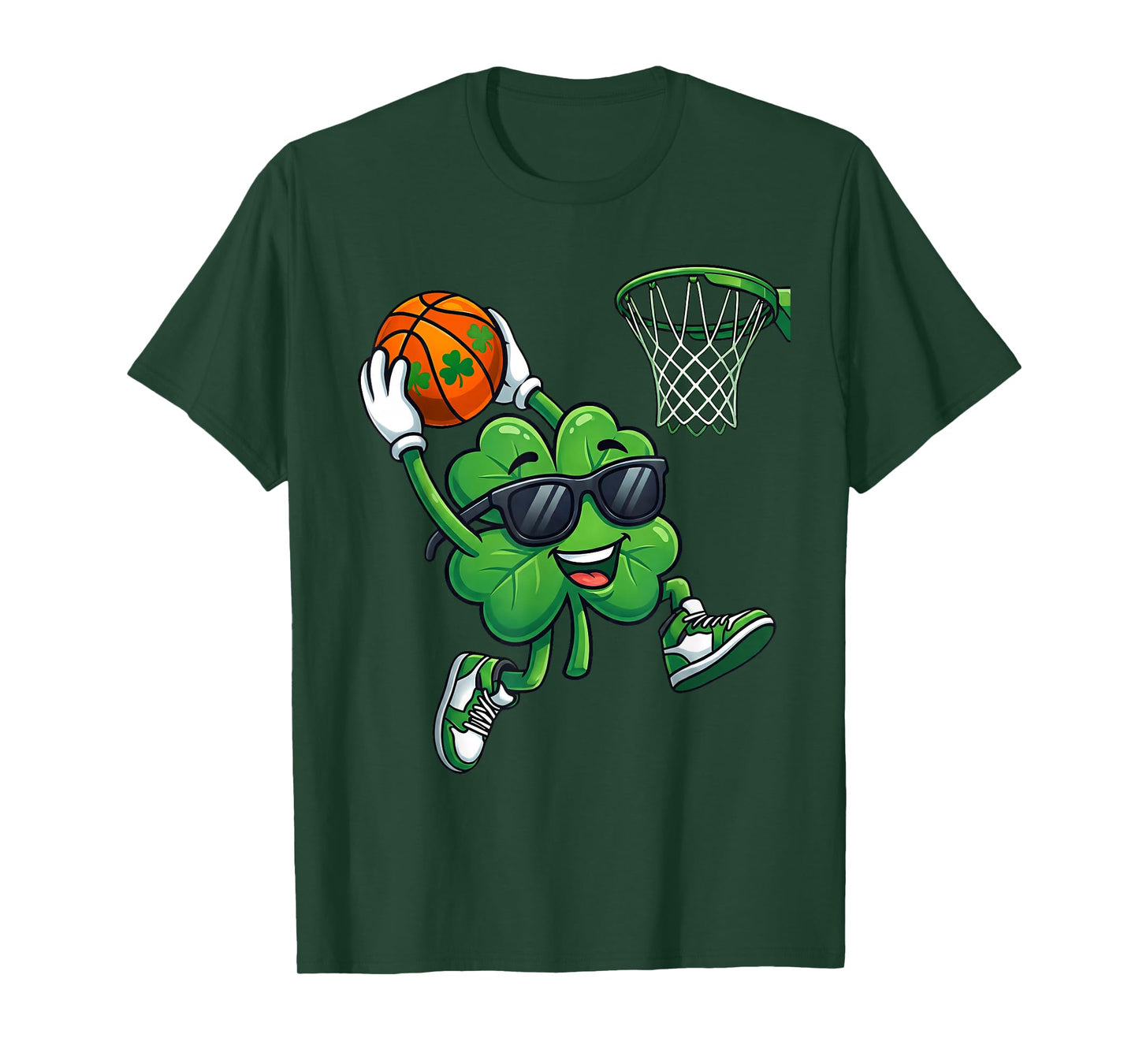 Shamrock Playing Basketball St Patricks Day Kids Boys T-Shirt