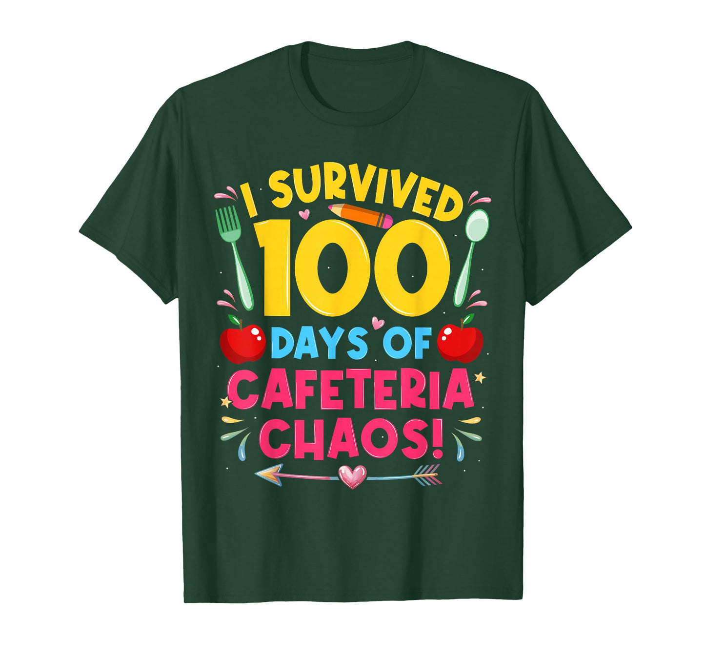 I Survived 100 Days of School Cafeteria Chaos Lunch Lady T-Shirt