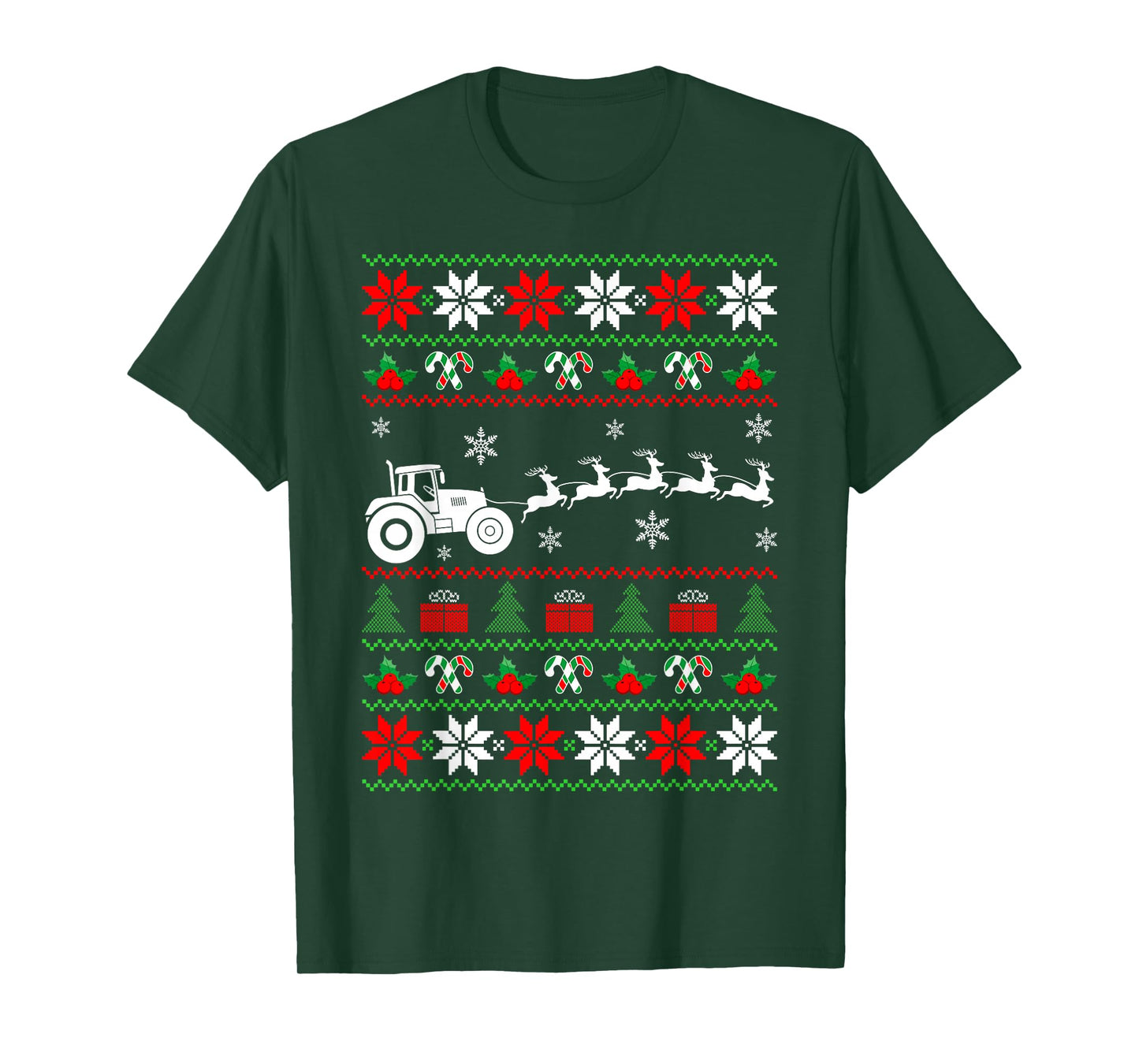 Farm Tractor Reindeer Ugly Christmas Sweater Xmas Farmer T-Shirt
