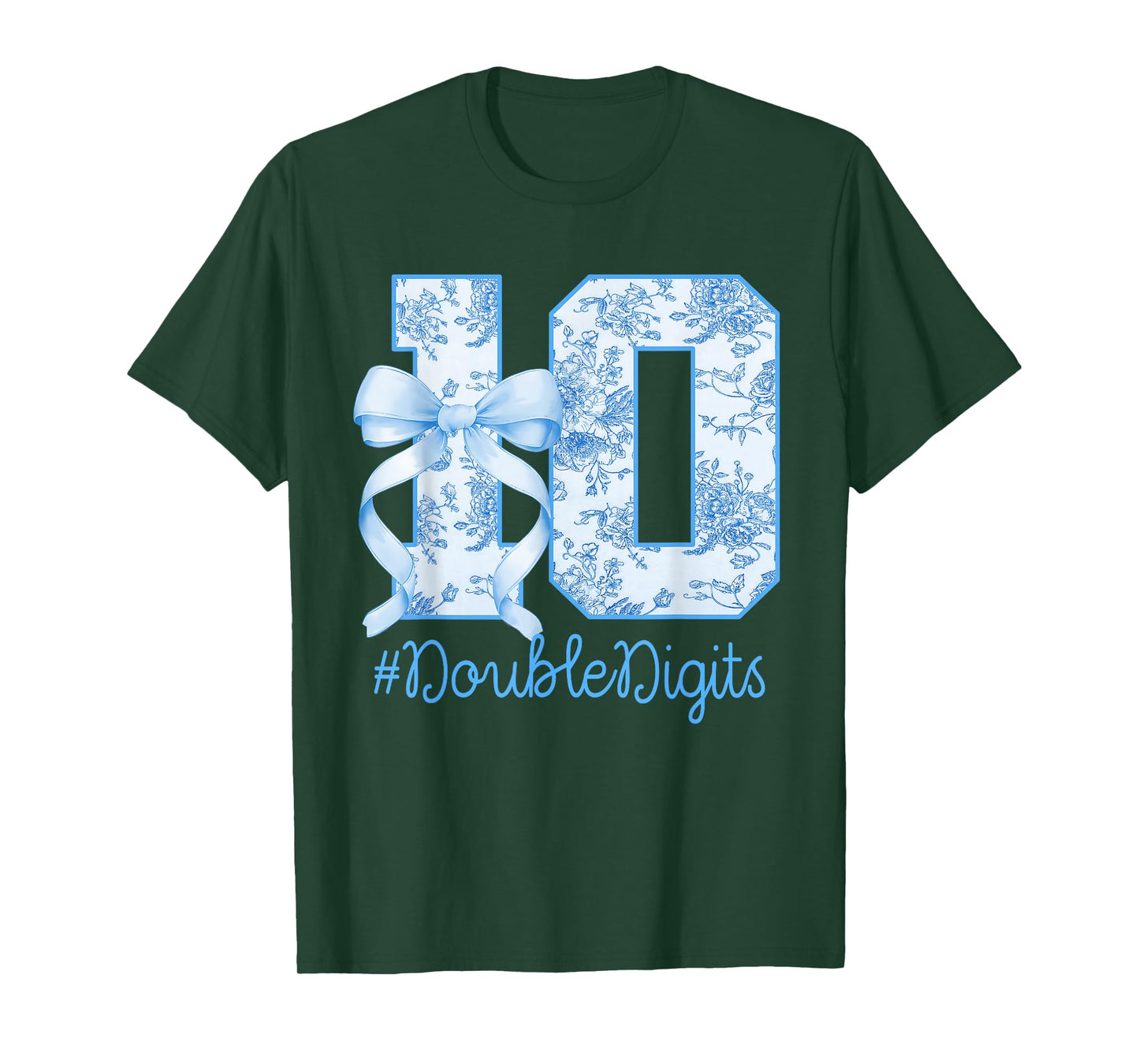 10th Birthday Girl Blue Coquette Bow 10 Year Old T-Shirt