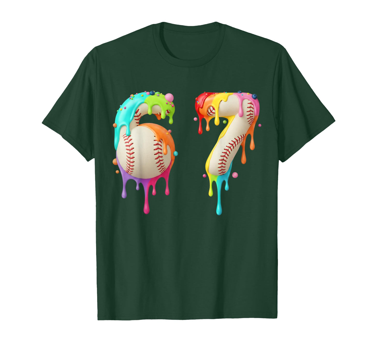 Kids Meme 67 Number Six 6 Seven 7 Ice Cream Drips Baseball T-Shirt