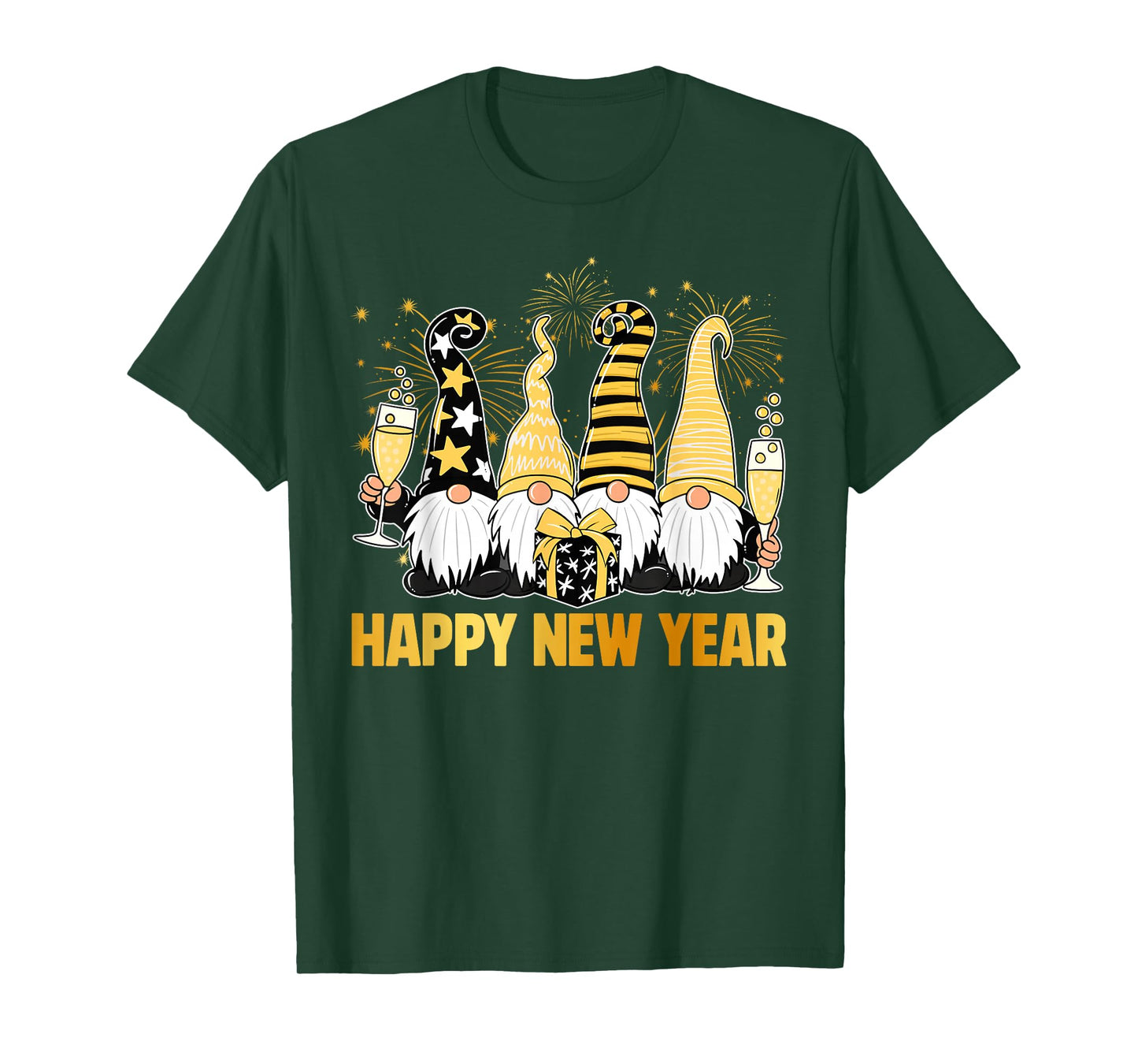 Happy New Year 2026 Gnomes Drinking Champagne New Years Eve T-Shirt