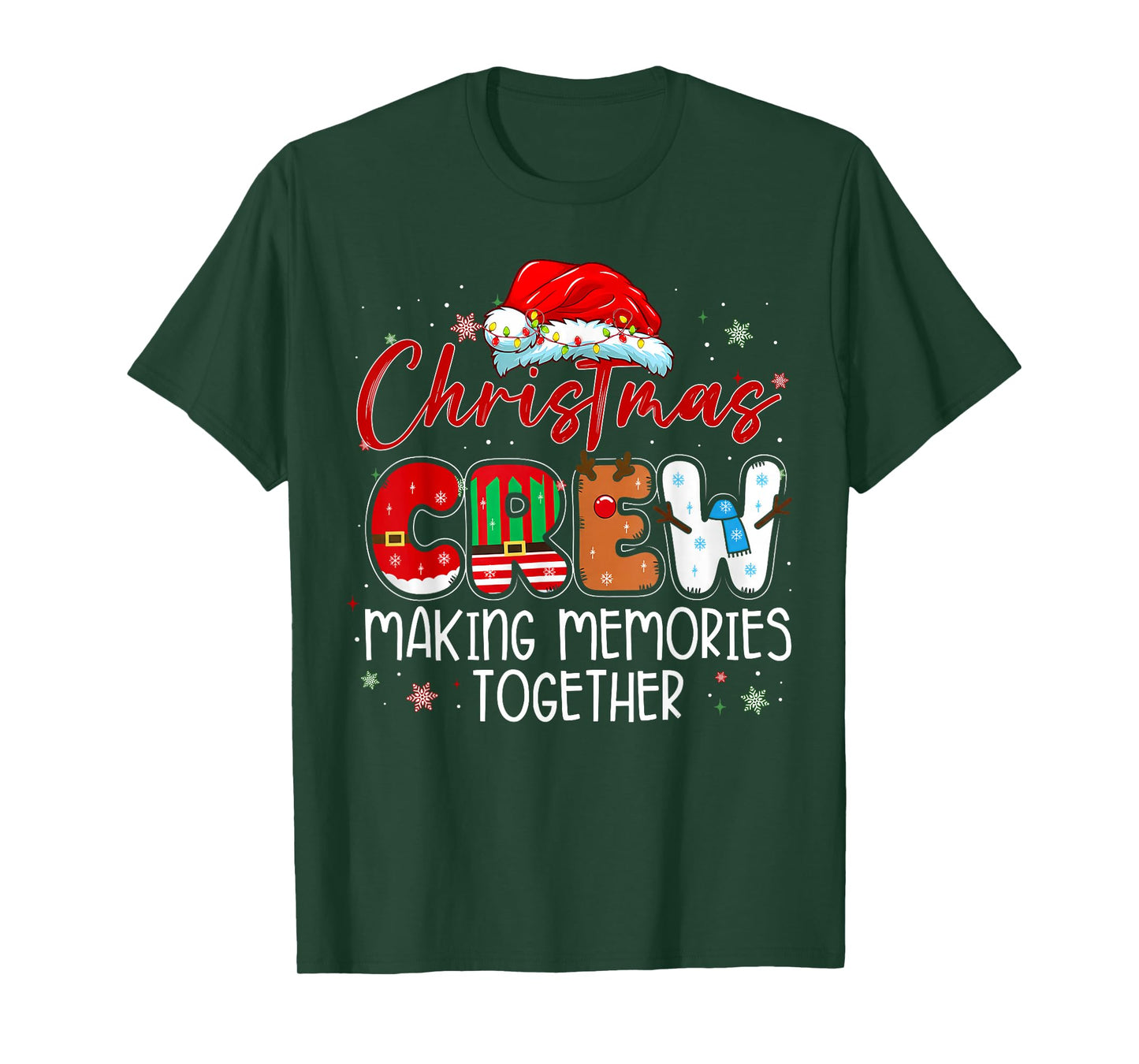 Christmas Crew Making Memories Together Xmas Light Santa Hat T-Shirt