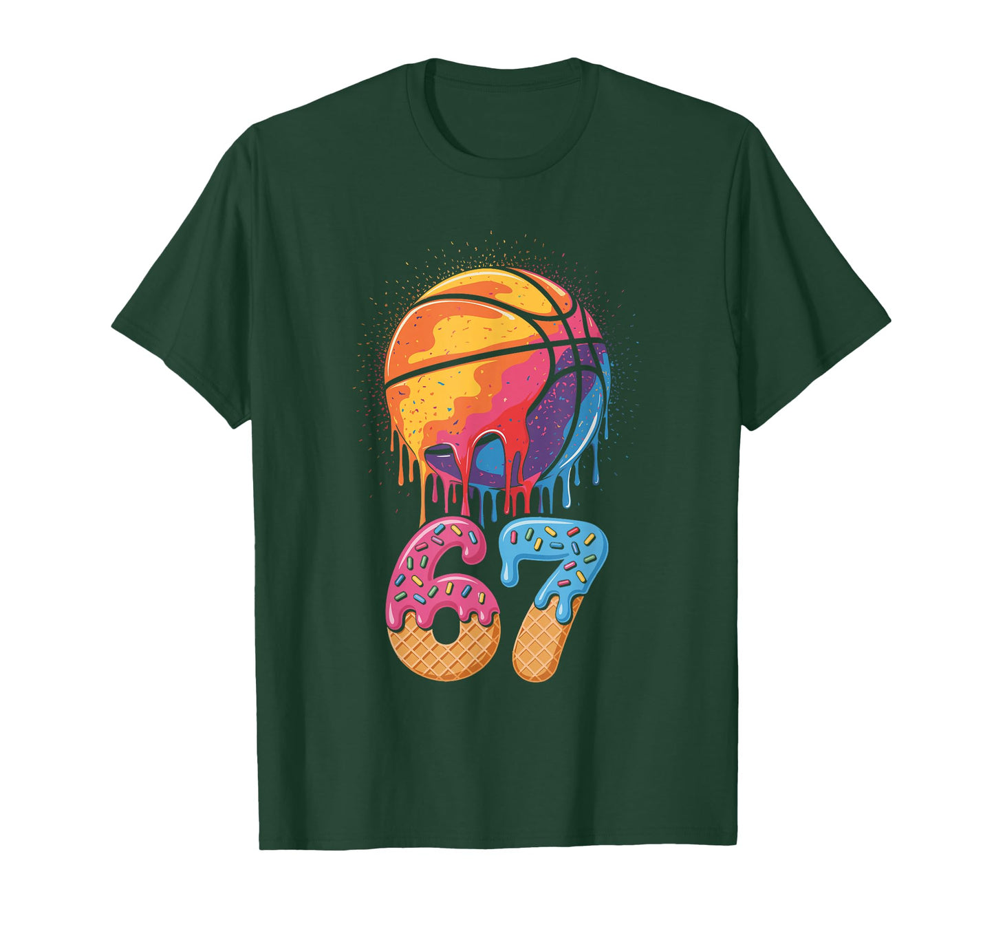 67 Player 67th Birthday Basketball Drip Number Ice Cream 67 T-Shirt