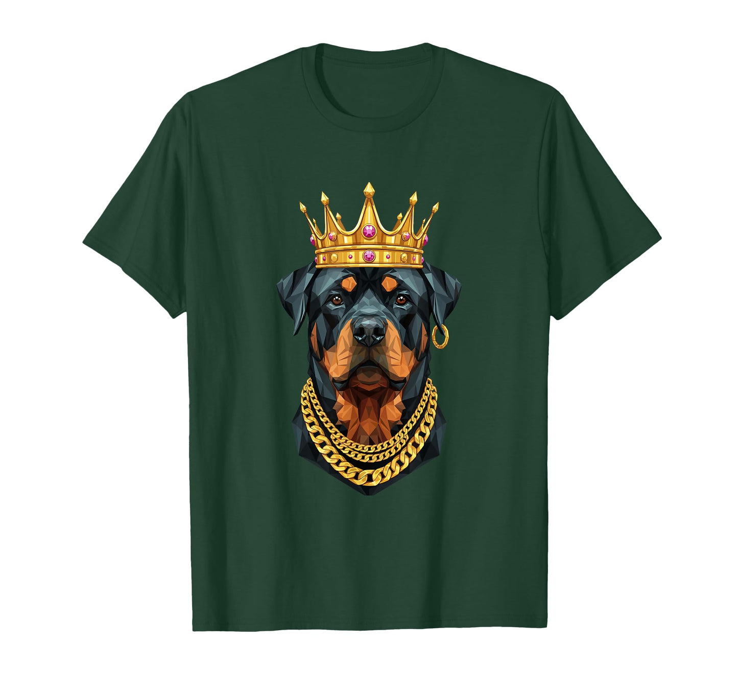 Rottweiler Dog Gangster Golden Crown King Regal Art T-Shirt