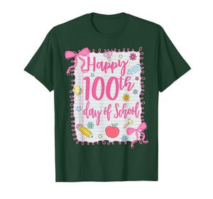 Happy 100th Day of School Coquette Girl Bow 100 Days Teacher T-Shirt