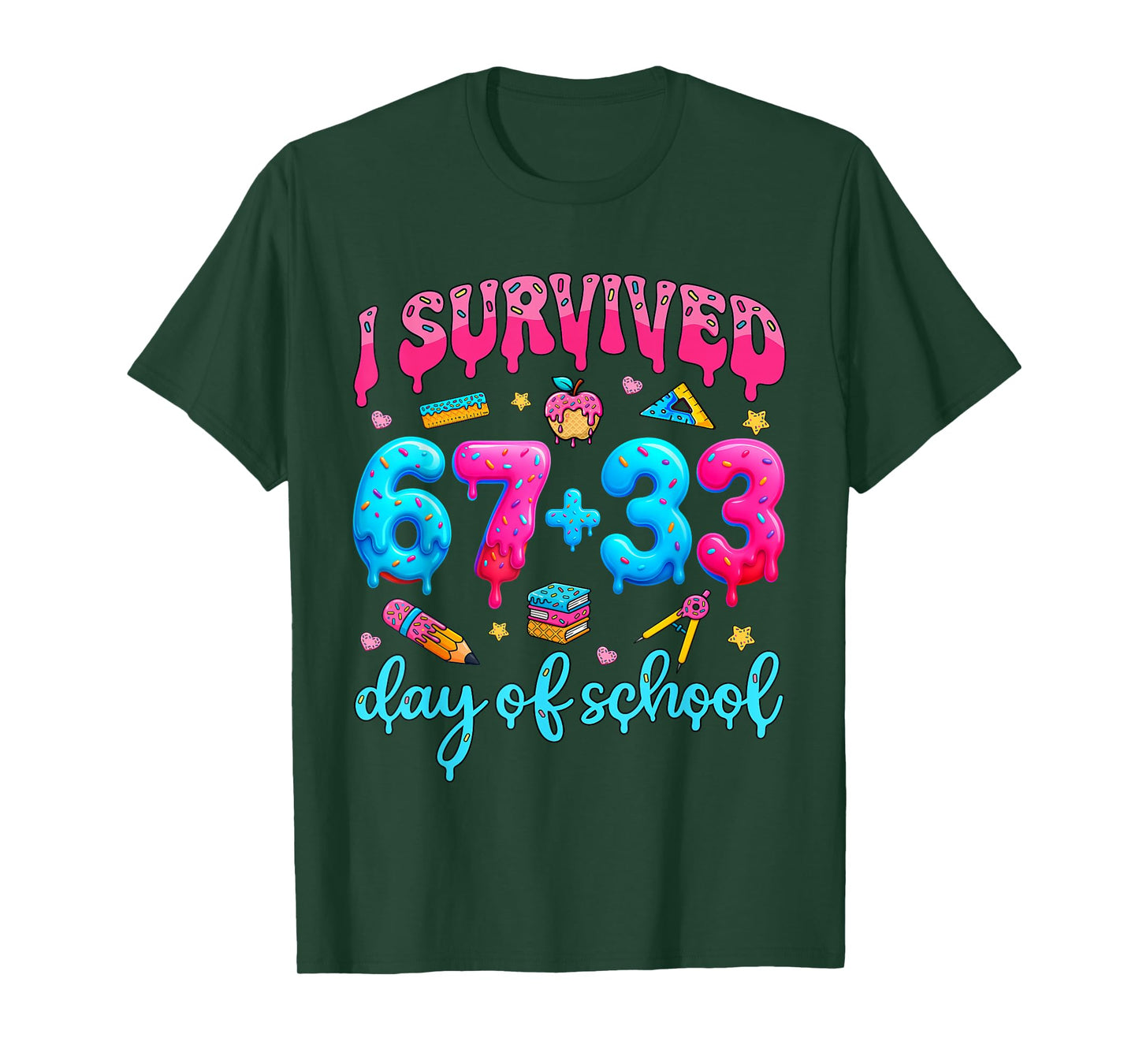 I Survived 67 33 Days of School Happy 100 Days of School Kid T-Shirt