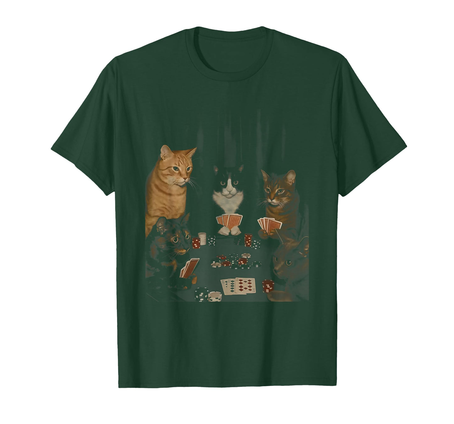 Retro Funny Cats Playing Poker Meme Graphic T-Shirt