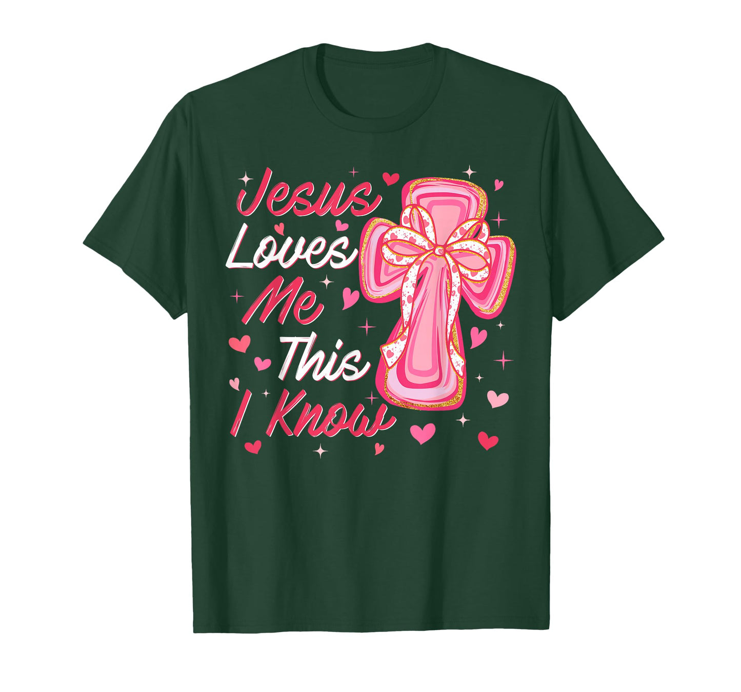 Valentine Jesus Loves Me This I Know Christian Cross Bow T-Shirt