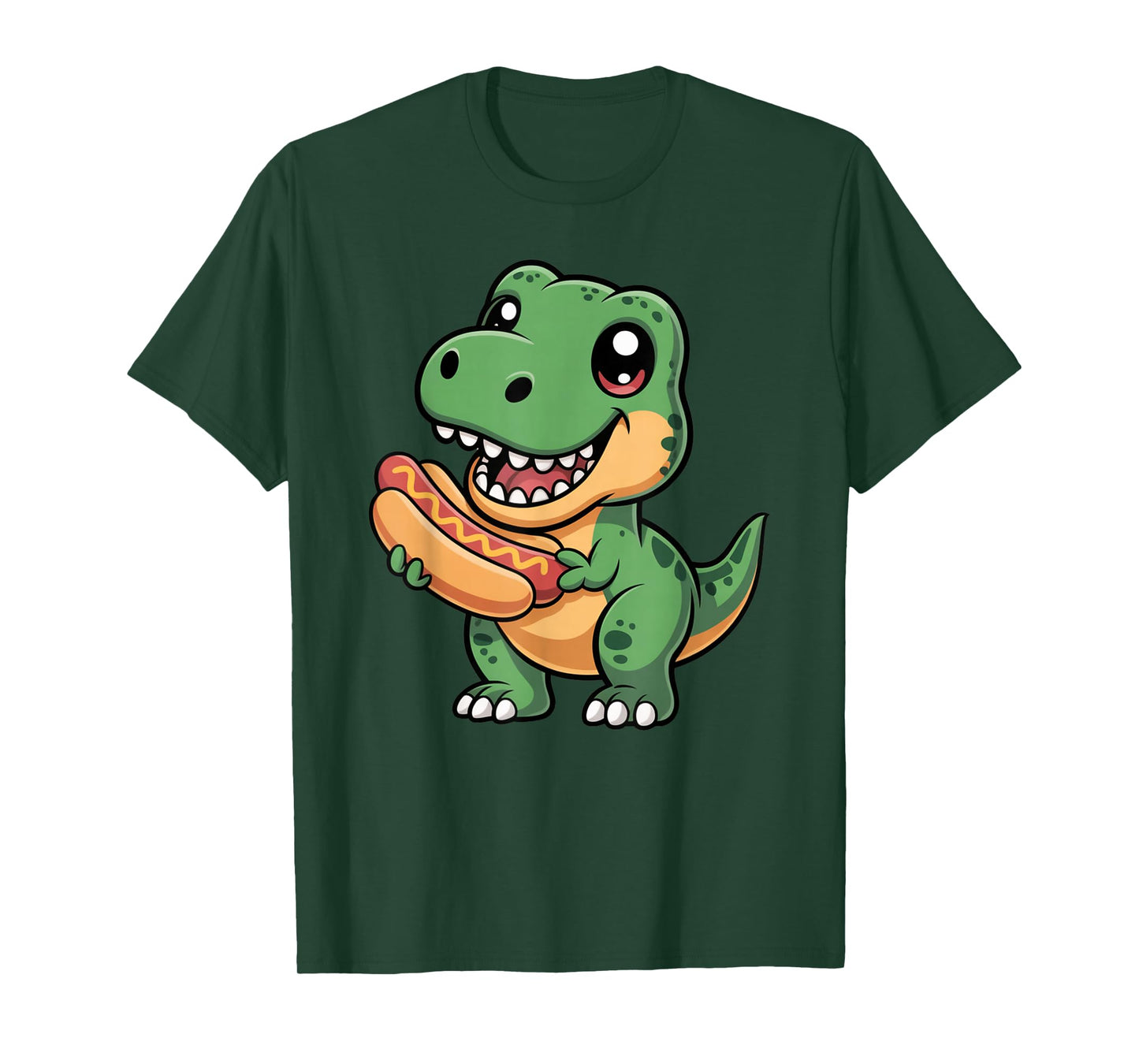 Dinosaur Eating a Hot Dog Shirt Cute T Rex Hot Dog T-Shirt