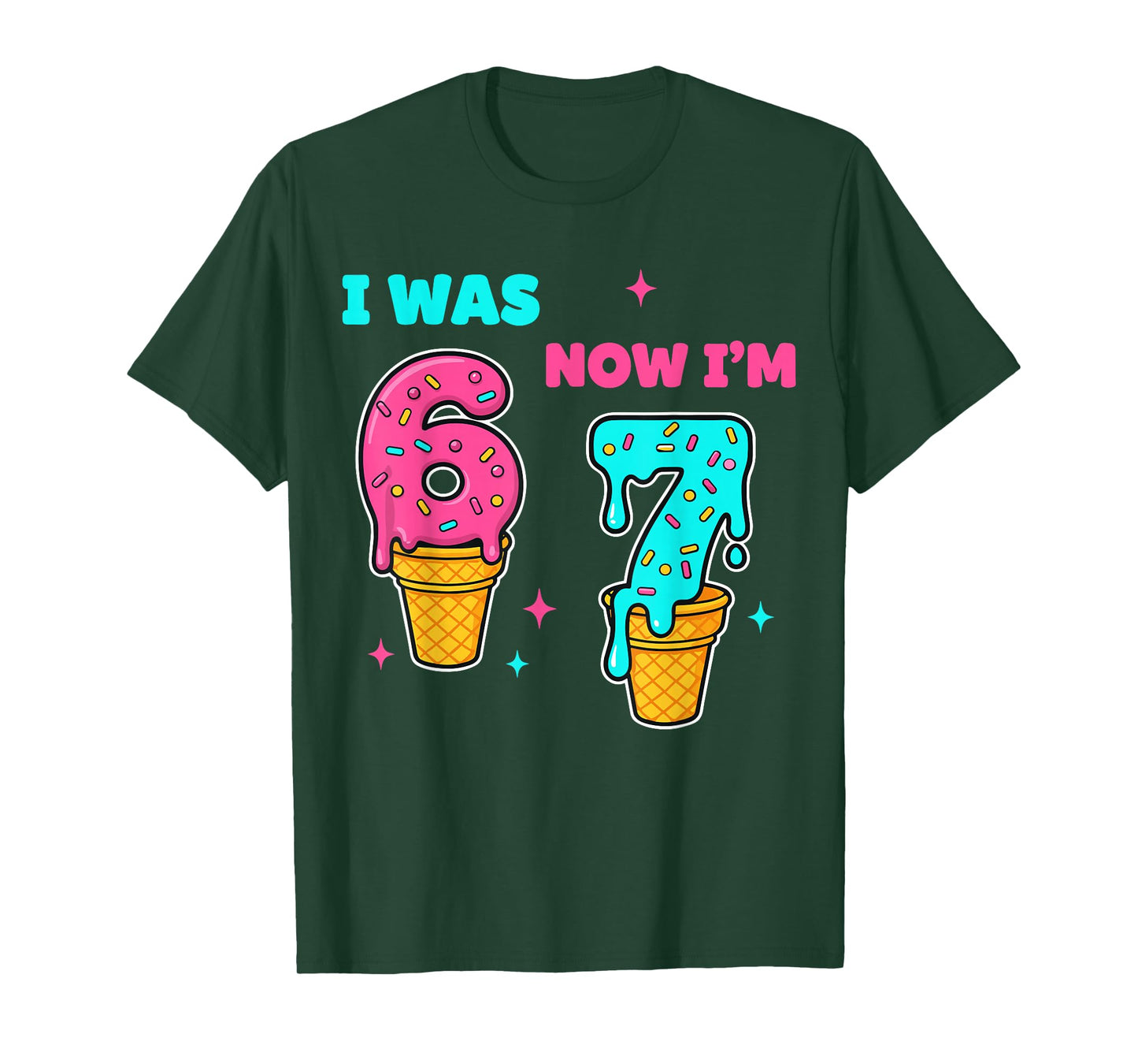 I was 6 Now I'm 7 Year Old Birthday 67 Meme for Kids Boys T-Shirt