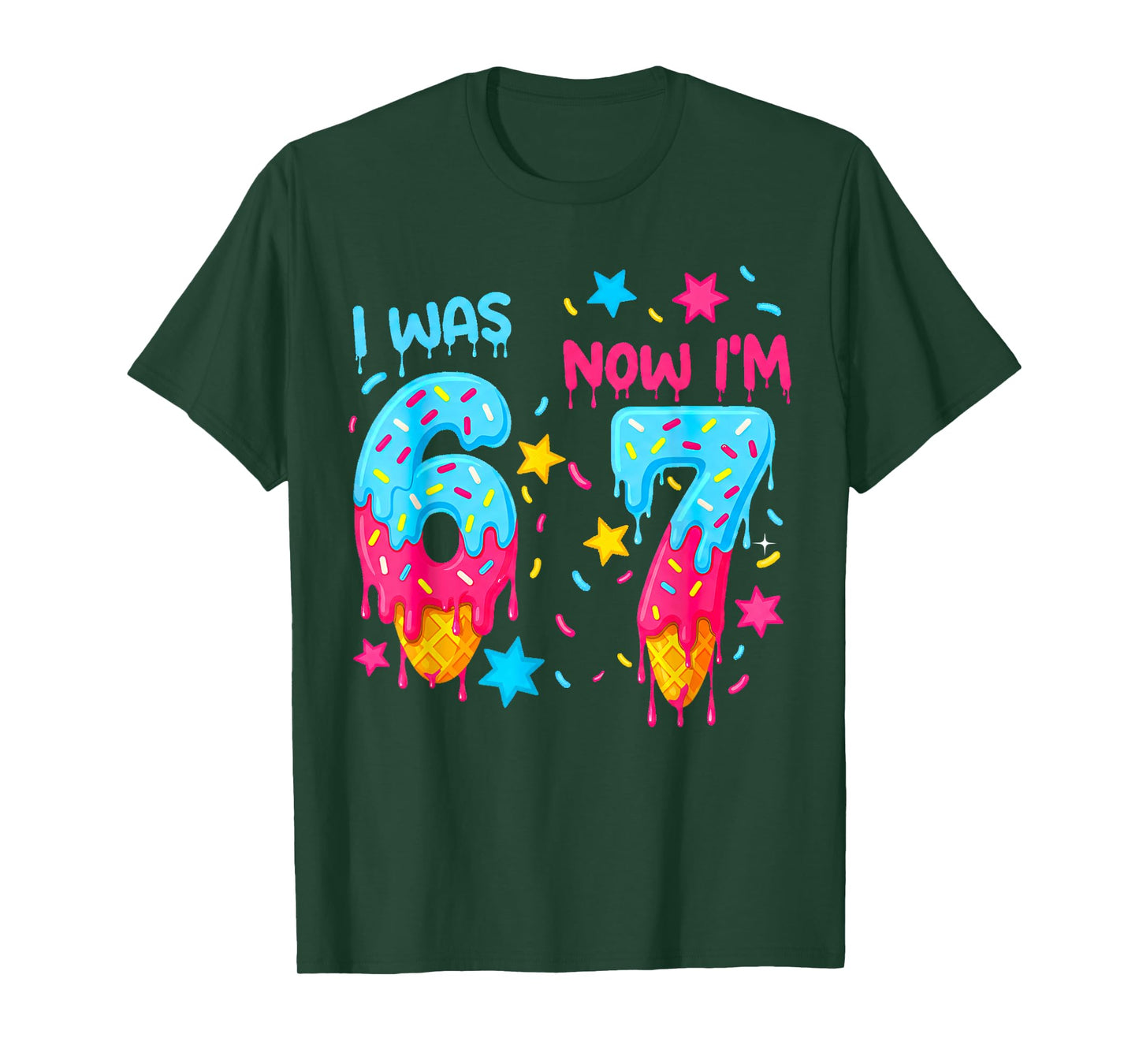 I was 6 Now I'm 7 Funny 7th Birthday Kids Ice Cream Drip T-Shirt